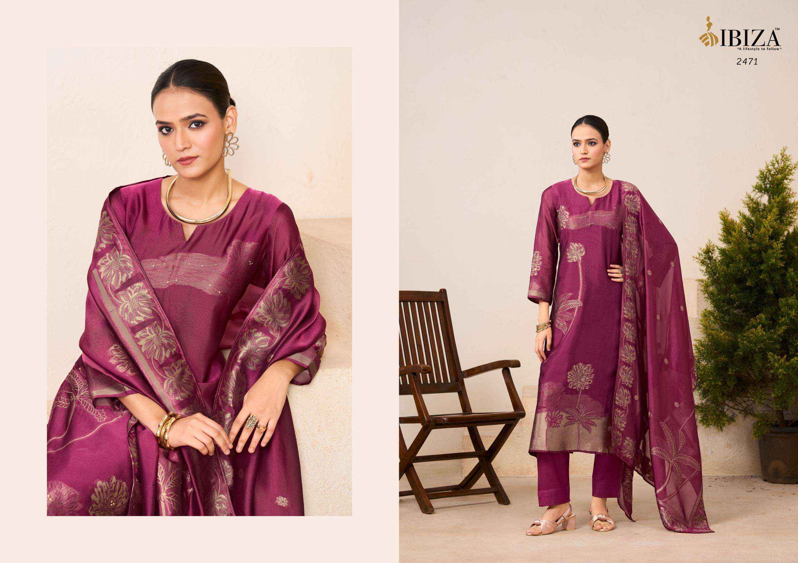 Ibiza Aroha Designer Jacquard Silk Partywear Style Dress Material Wholesale Collection ( 4 Pcs Catalog )