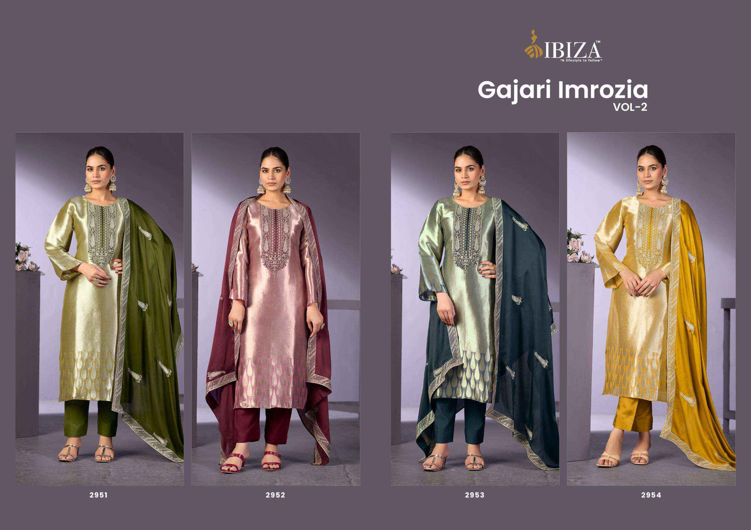 Ibiza Gajari Imrozia Vol 2 Partywear Style Jacquard Dress Material ( 4 Pcs Catalogue )