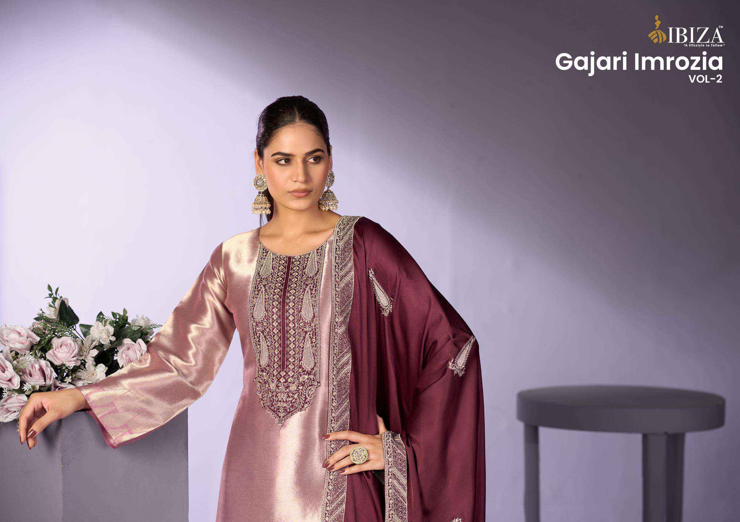 Ibiza Gajari Imrozia Vol 2 Partywear Style Jacquard Dress Material ( 4 Pcs Catalogue )