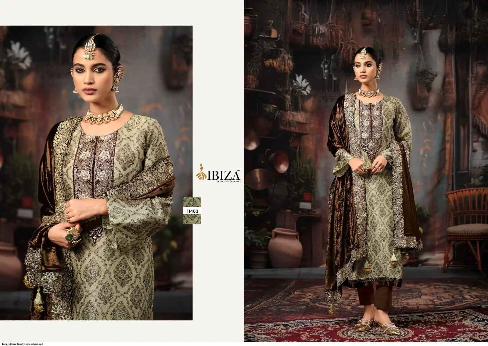 Ibiza Rukhsar Silk Jacquard Salwar Suit Wholesale Rate ( 4 Pcs Catalog )