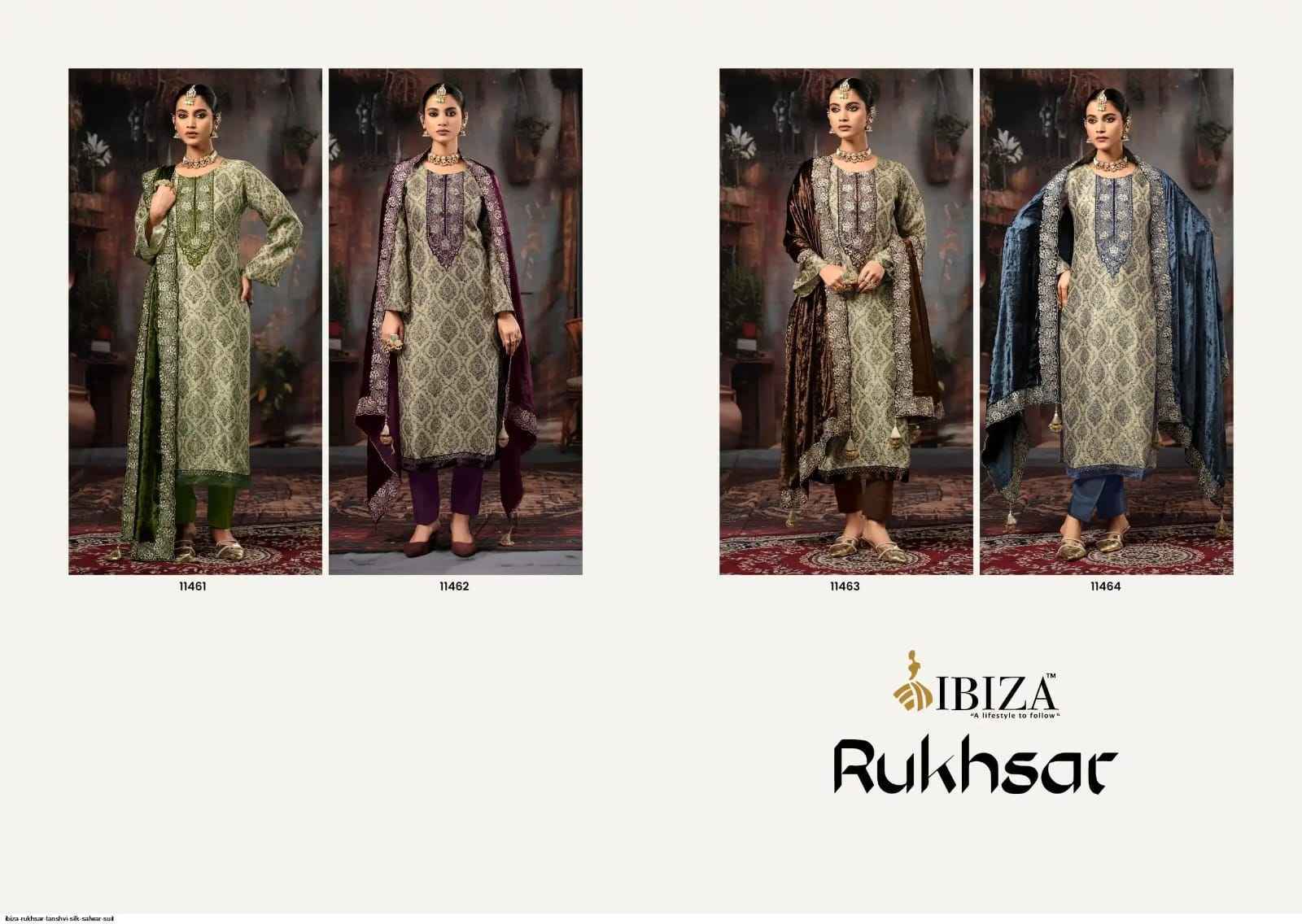 Ibiza Rukhsar Silk Jacquard Salwar Suit Wholesale Rate ( 4 Pcs Catalog )