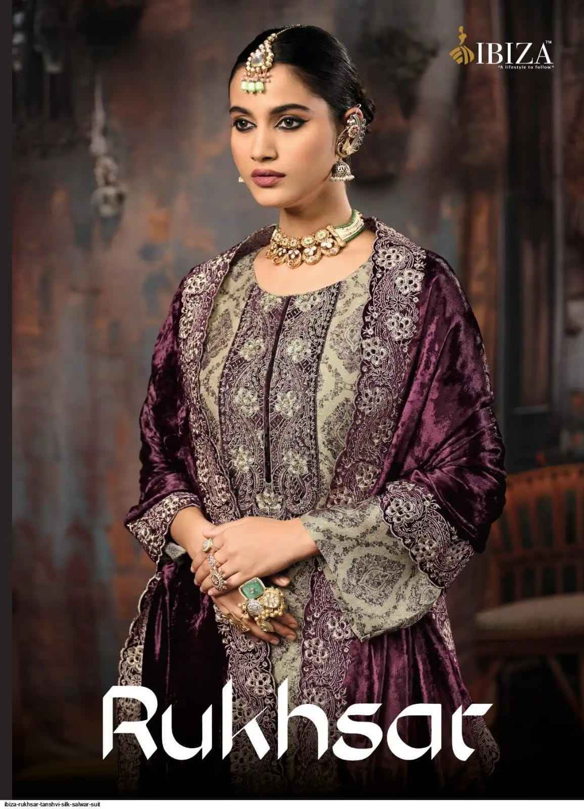 Ibiza Rukhsar Silk Jacquard Salwar Suit Wholesale Rate ( 4 Pcs Catalog )