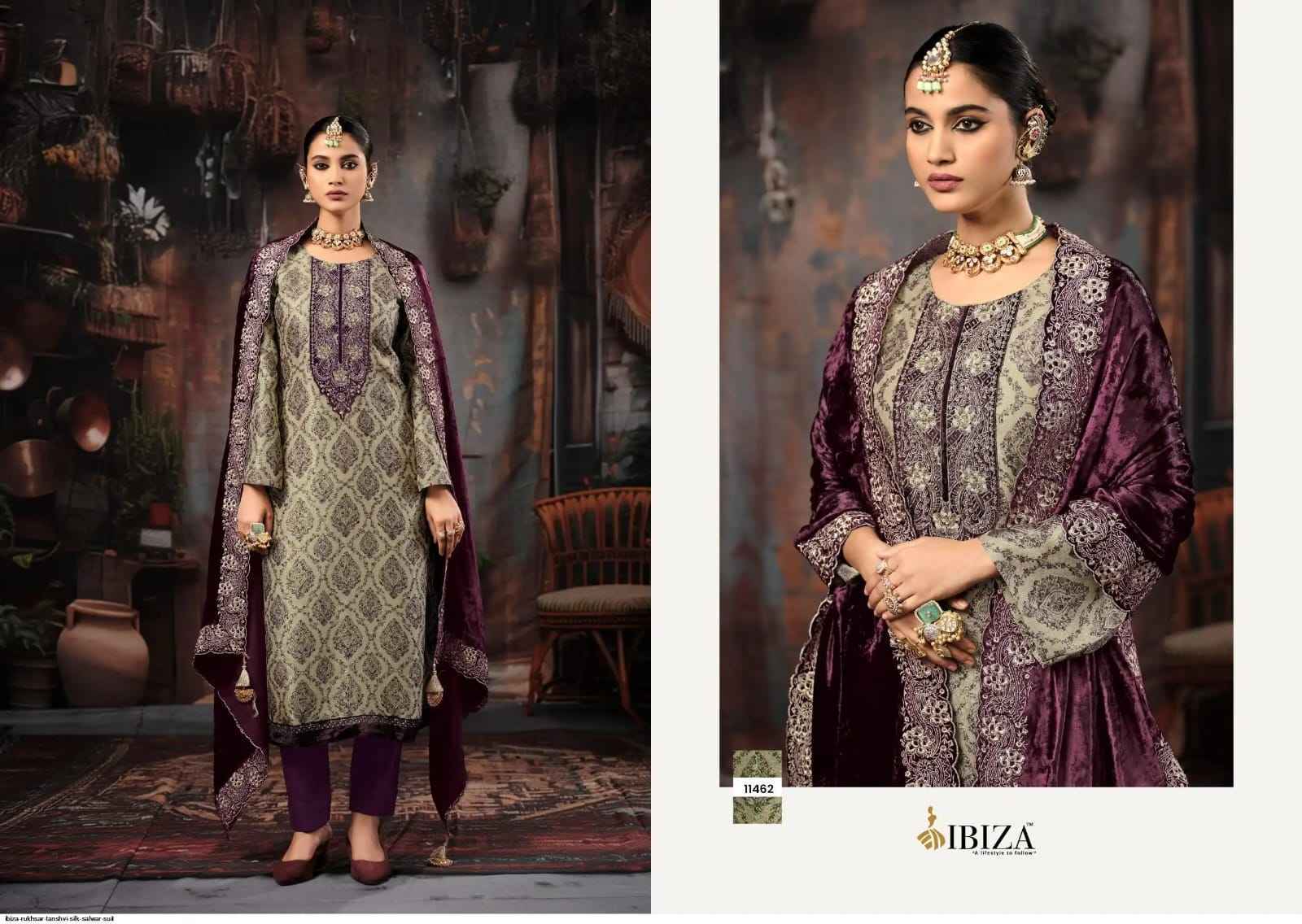 Ibiza Rukhsar Silk Jacquard Salwar Suit Wholesale Rate ( 4 Pcs Catalog )