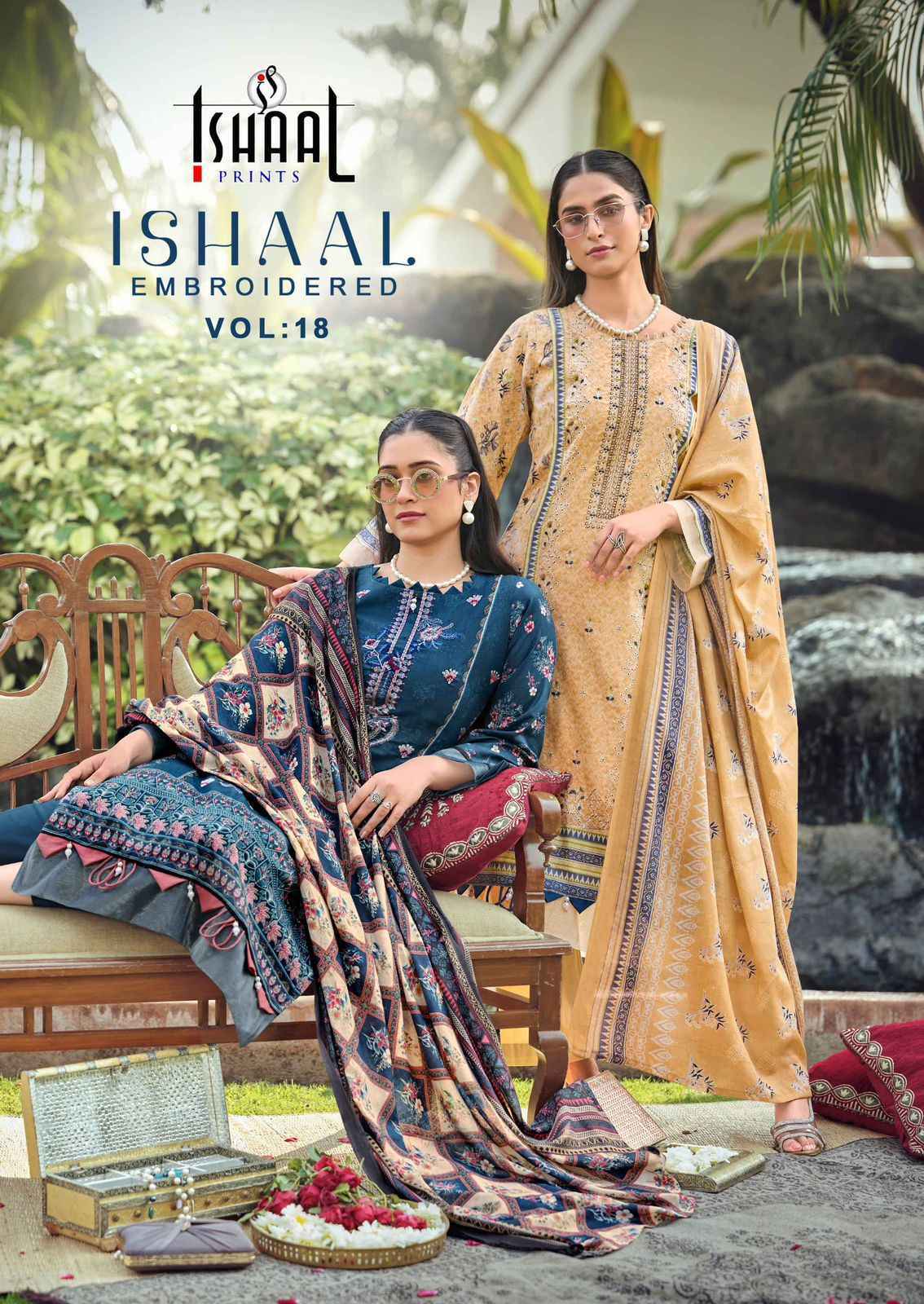 Ishaal Prints Embroidered Vol-18 Lawn Cotton Dress Material Surat Wholesale Market Price ( 10 pcs Catalogue )