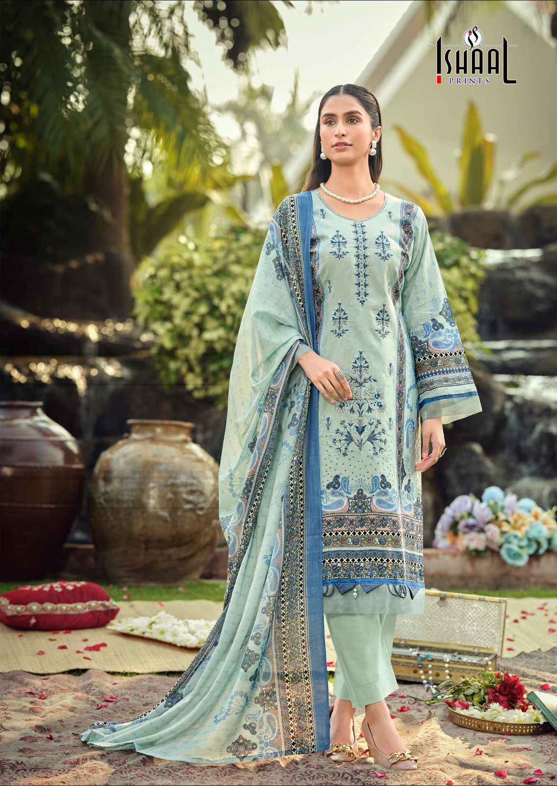 Ishaal Prints Embroidered Vol-18 Lawn Cotton Dress Material Surat Wholesale Market Price ( 10 pcs Catalogue )