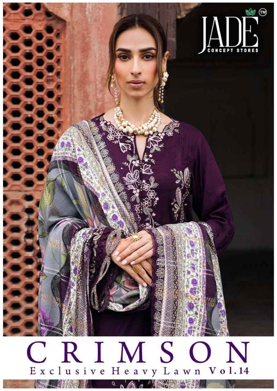 Jade Crimson Vol 14 Lawn Cotton Salwar Kameez Wholesale Rate ( 6 Pcs Catalog )