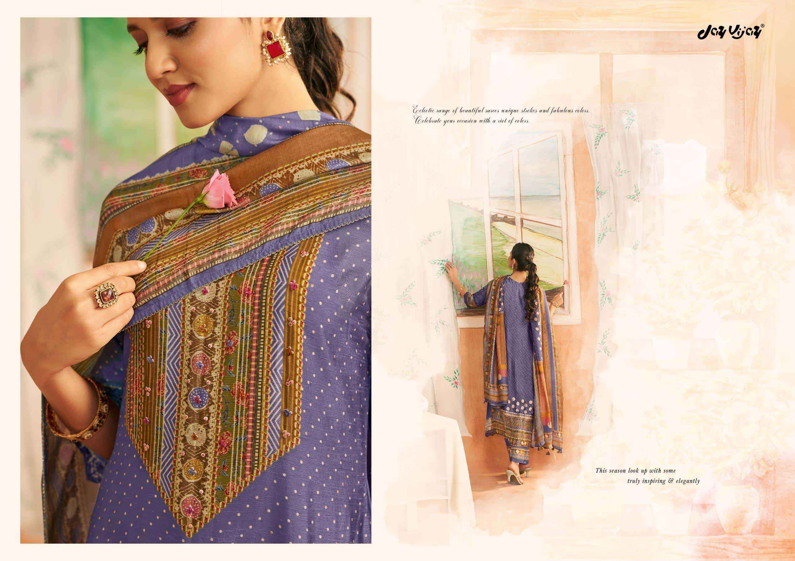 Jay Vijay Sapno Ki Khidki Premium Design Bemberg Silk Salwar Suit Wholesale Rate ( 6 Pcs Catalog )