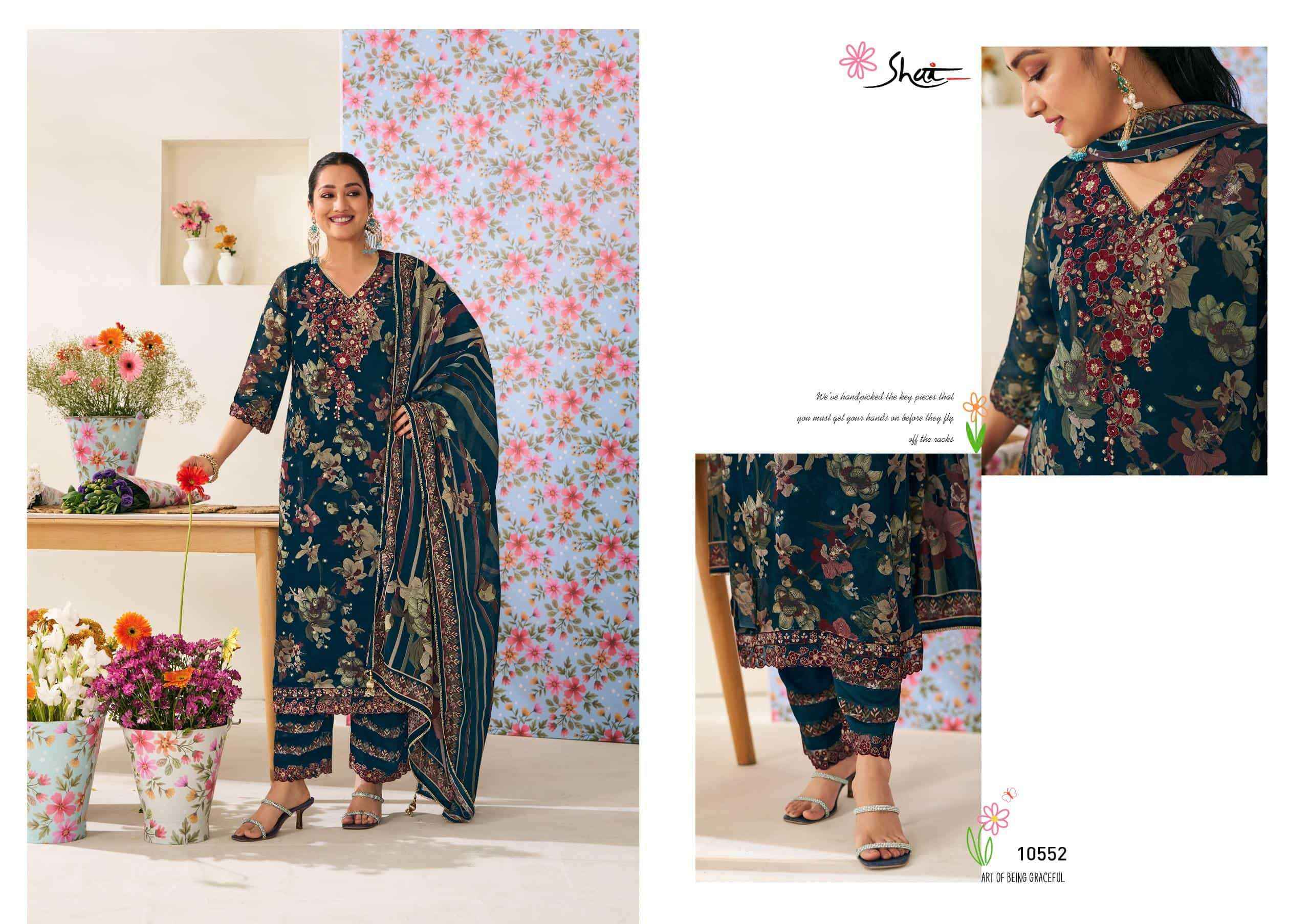 Jay Vijay Shai Phoolsaaz Fancy Organza Jacquard Latest Salwar Kameez Wholesale Rate ( 6 Pcs Catalog )