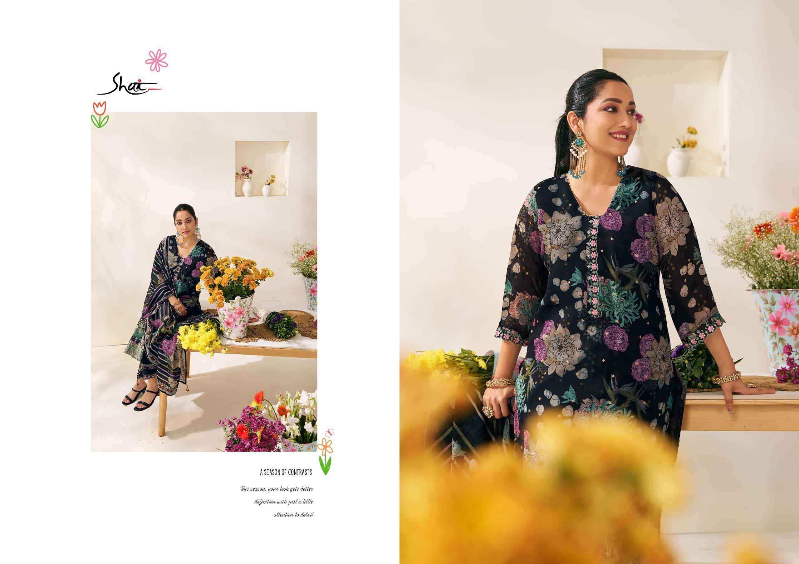 Jay Vijay Shai Phoolsaaz Fancy Organza Jacquard Latest Salwar Kameez Wholesale Rate ( 6 Pcs Catalog )