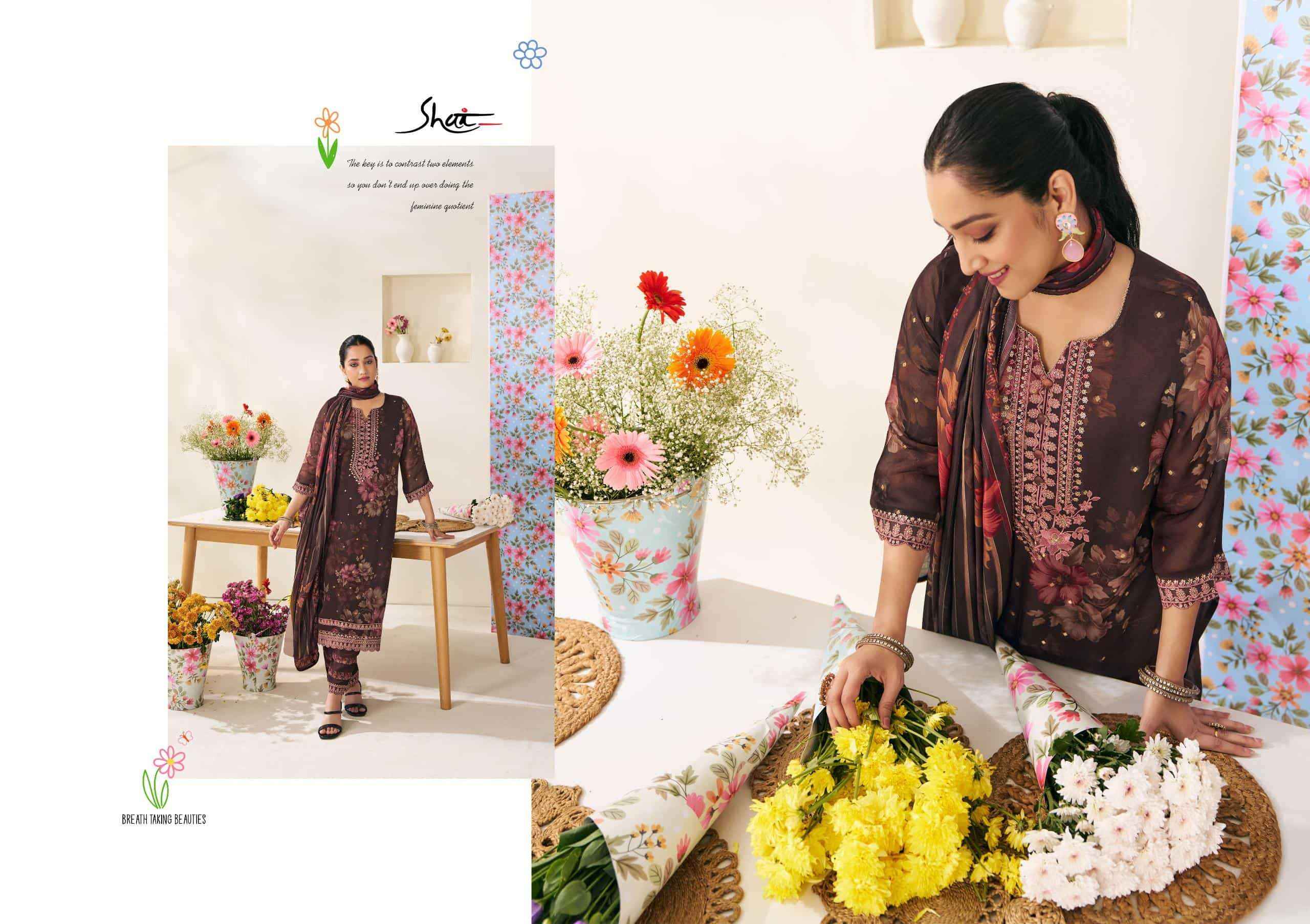Jay Vijay Shai Phoolsaaz Fancy Organza Jacquard Latest Salwar Kameez Wholesale Rate ( 6 Pcs Catalog )