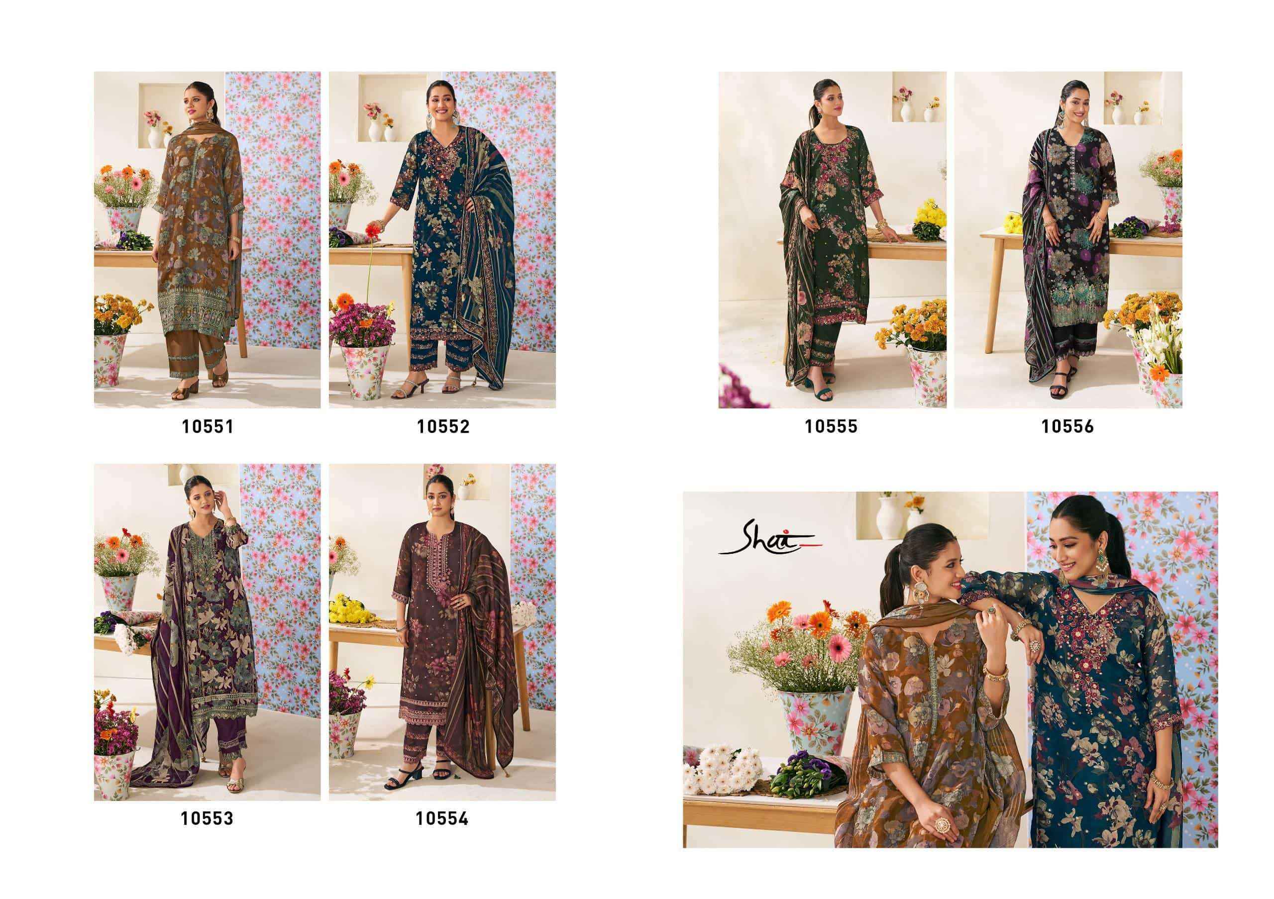 Jay Vijay Shai Phoolsaaz Fancy Organza Jacquard Latest Salwar Kameez Wholesale Rate ( 6 Pcs Catalog )