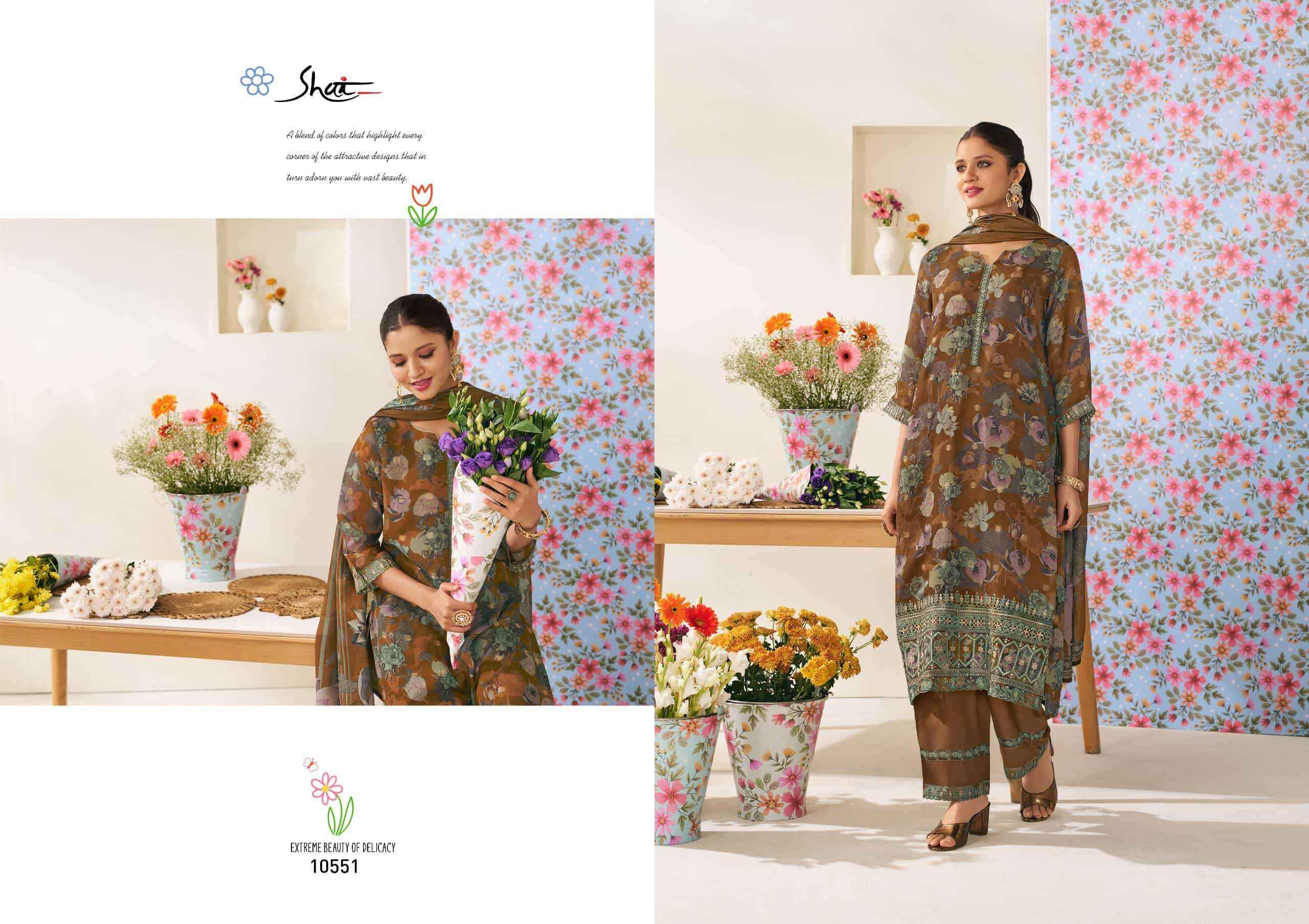 Jay Vijay Shai Phoolsaaz Fancy Organza Jacquard Latest Salwar Kameez Wholesale Rate ( 6 Pcs Catalog )