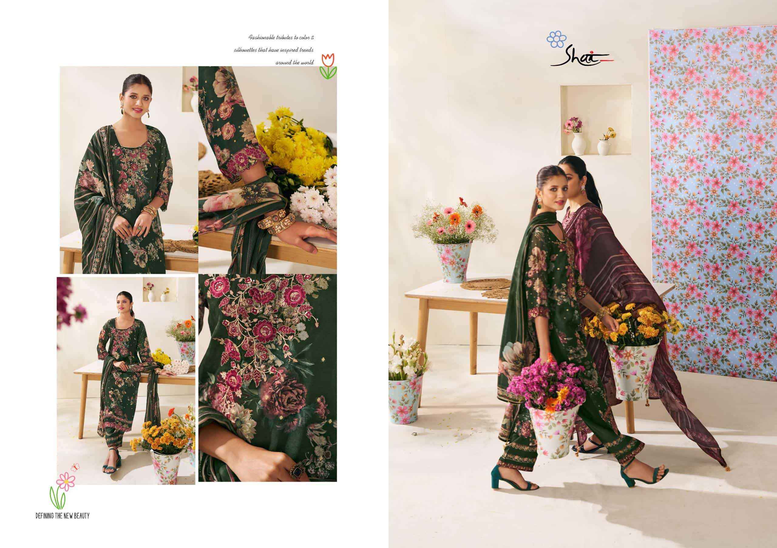 Jay Vijay Shai Phoolsaaz Fancy Organza Jacquard Latest Salwar Kameez Wholesale Rate ( 6 Pcs Catalog )