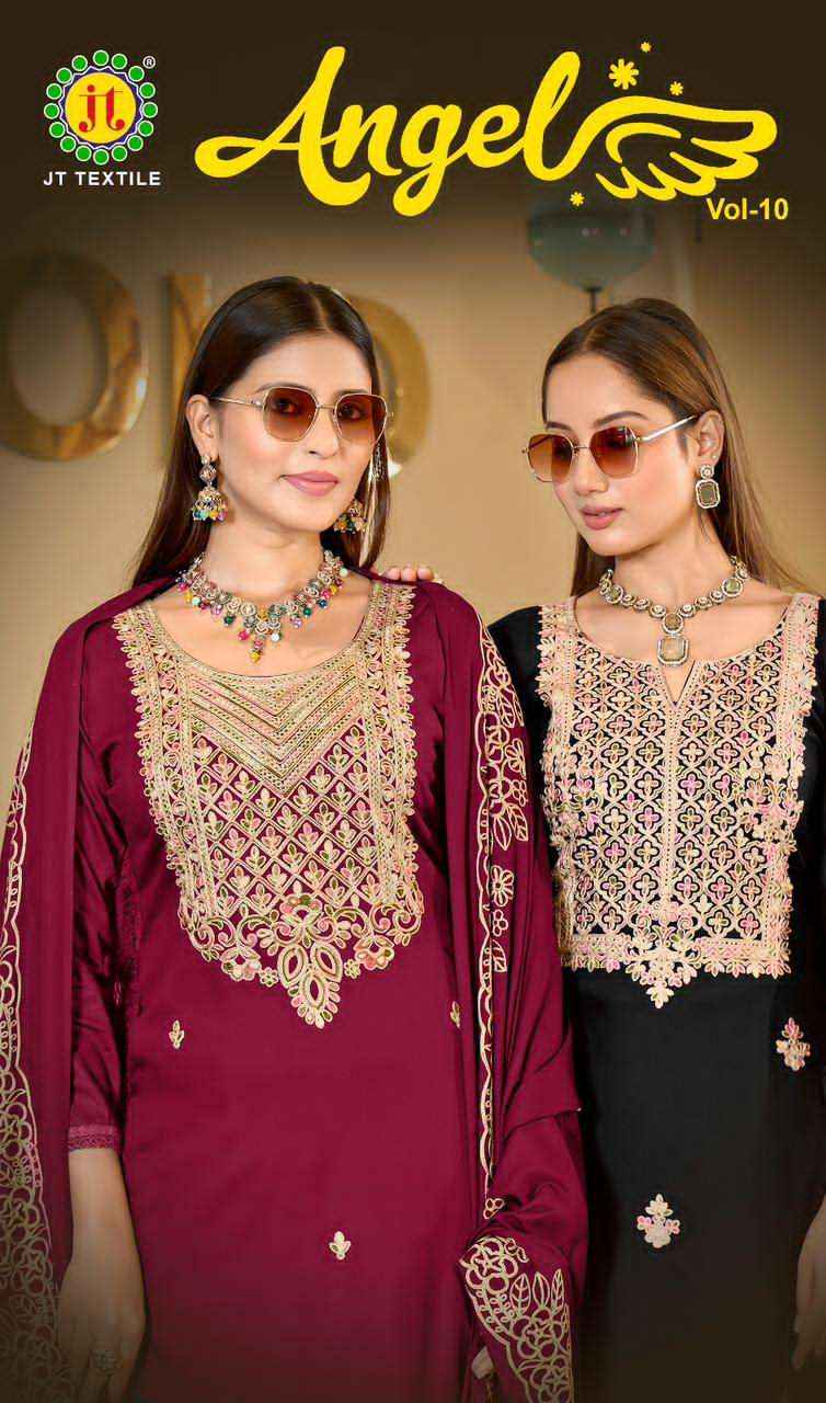 Jt Angel Vol 10 Rayon Ladies Unstitched Dress Material Wholesale Shopping ( 5 Pcs Catalogue )