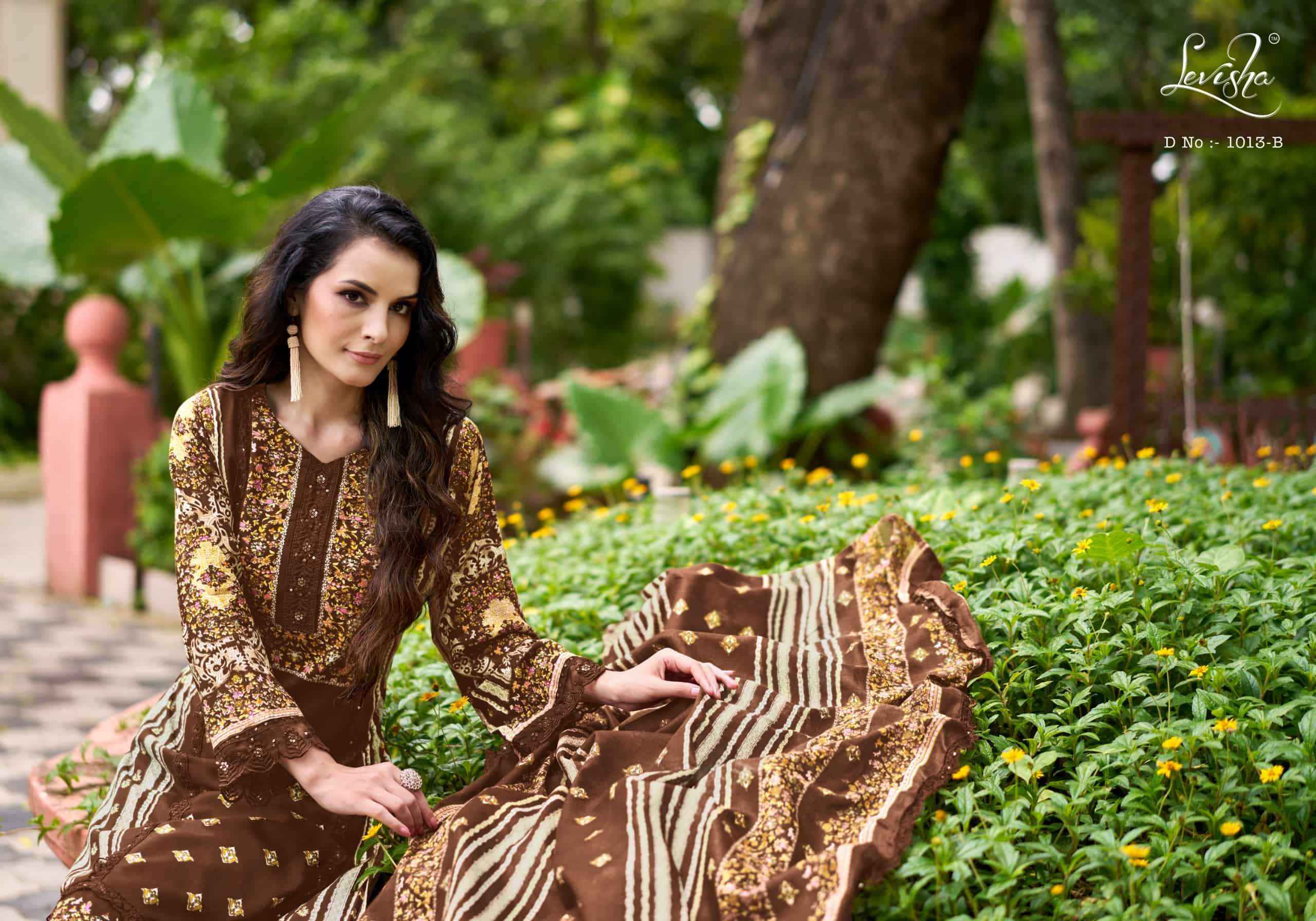 Levisha Bagh Digital Printed Rayon Salwar Kameez Wholesale Rate ( 5 Pcs Catalog )