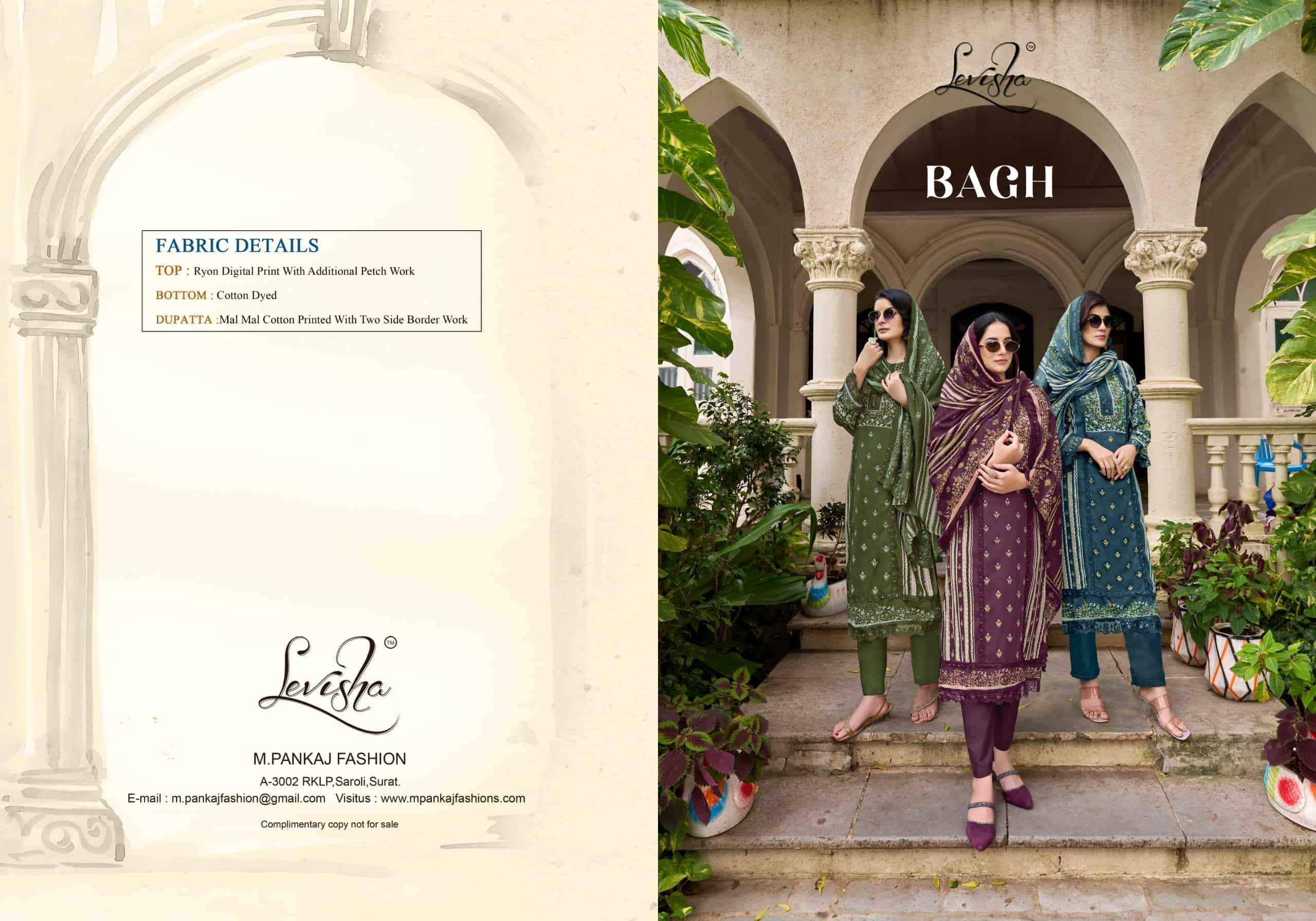 Levisha Bagh Digital Printed Rayon Salwar Kameez Wholesale Rate ( 5 Pcs Catalog )