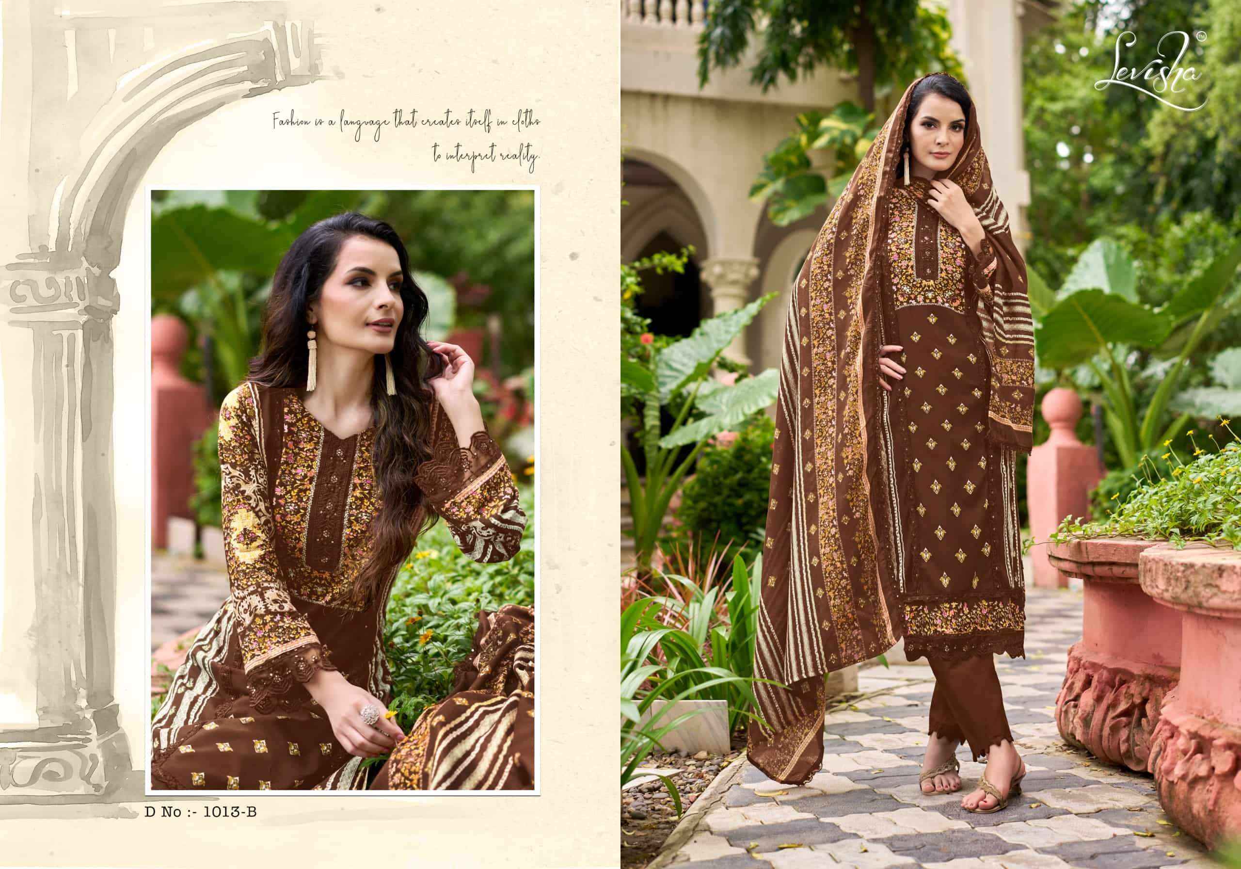 Levisha Bagh Digital Printed Rayon Salwar Kameez Wholesale Rate ( 5 Pcs Catalog )