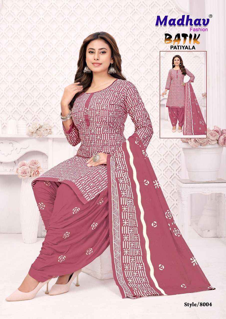 Madhav Batik Patiyala Vol 8 Pure Cotton Salwar Kameez Wholesale Rate ( 10 Pcs Catalog )