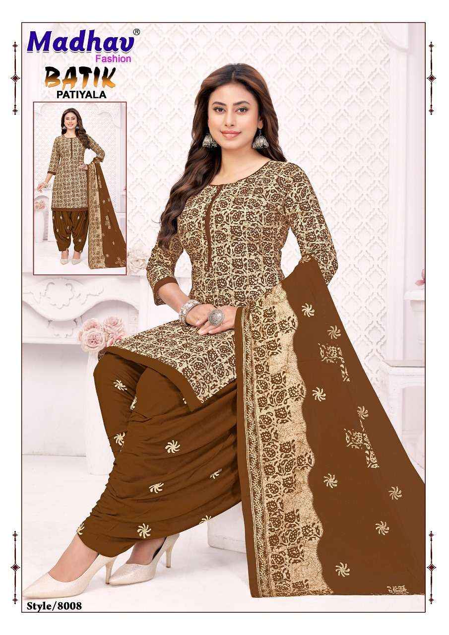 Madhav Batik Patiyala Vol 8 Pure Cotton Salwar Kameez Wholesale Rate ( 10 Pcs Catalog )