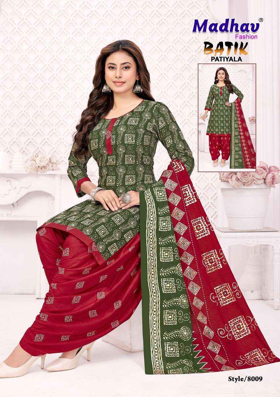 Madhav Batik Patiyala Vol 8 Pure Cotton Salwar Kameez Wholesale Rate ( 10 Pcs Catalog )