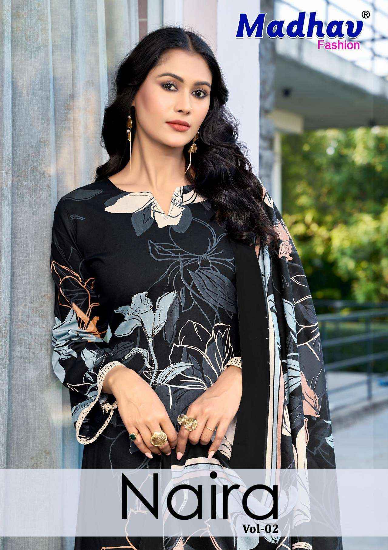 Madhav Fashion Naira Vol 2 Rayon Salwar Kameez Wholesale Rate ( 5 Pcs Catalog )