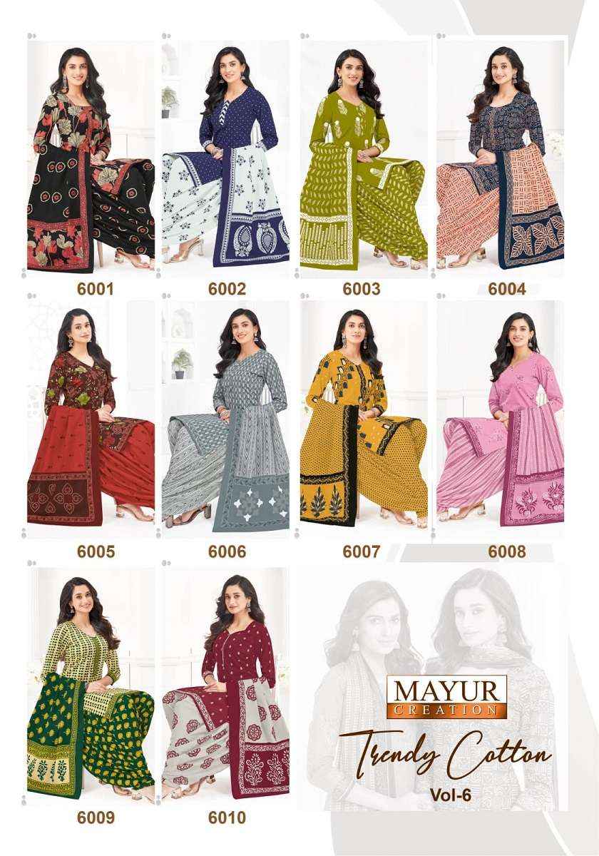 Mayur Trendy Cotton Vol 6 Patiyala Print Cotton Salwar Kameez Wholesale Rate ( 10 Pcs Catalog )