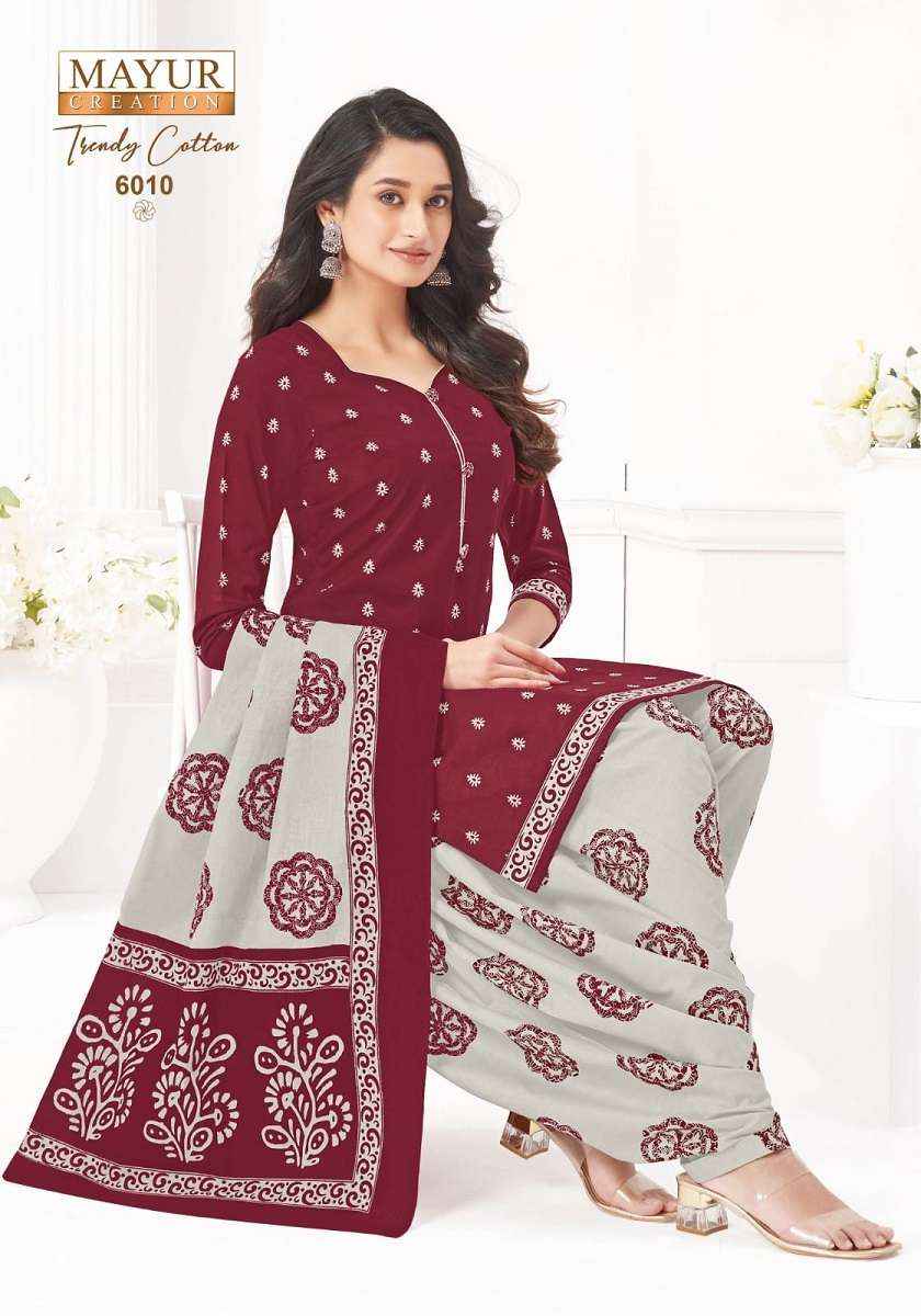 Mayur Trendy Cotton Vol 6 Patiyala Print Cotton Salwar Kameez Wholesale Rate ( 10 Pcs Catalog )