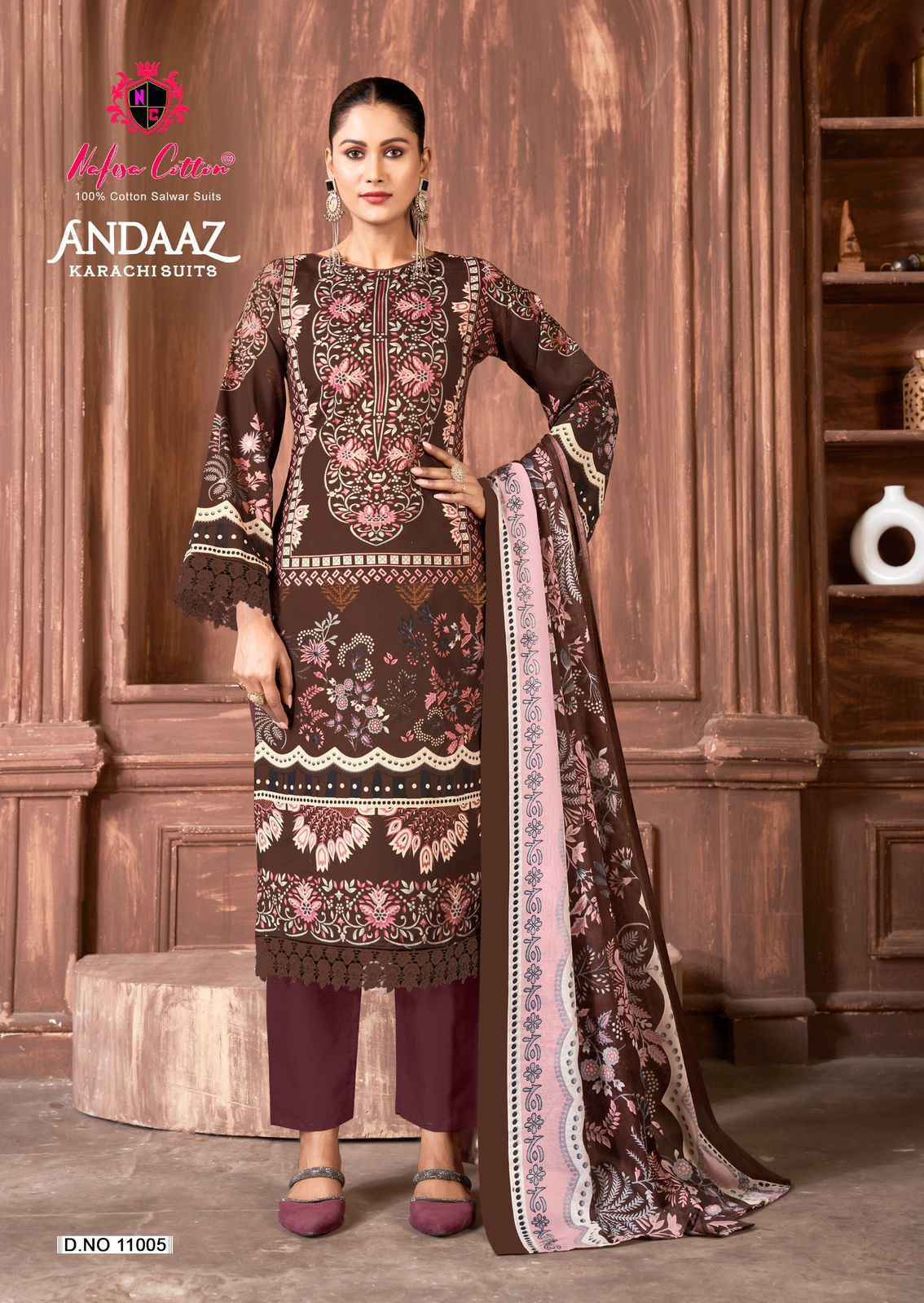 Nafisa Cotton Andaaz Karachi Suits Vol 11 Cotton Dress Material Wholesale Price ( 6 pcs Catalogue )