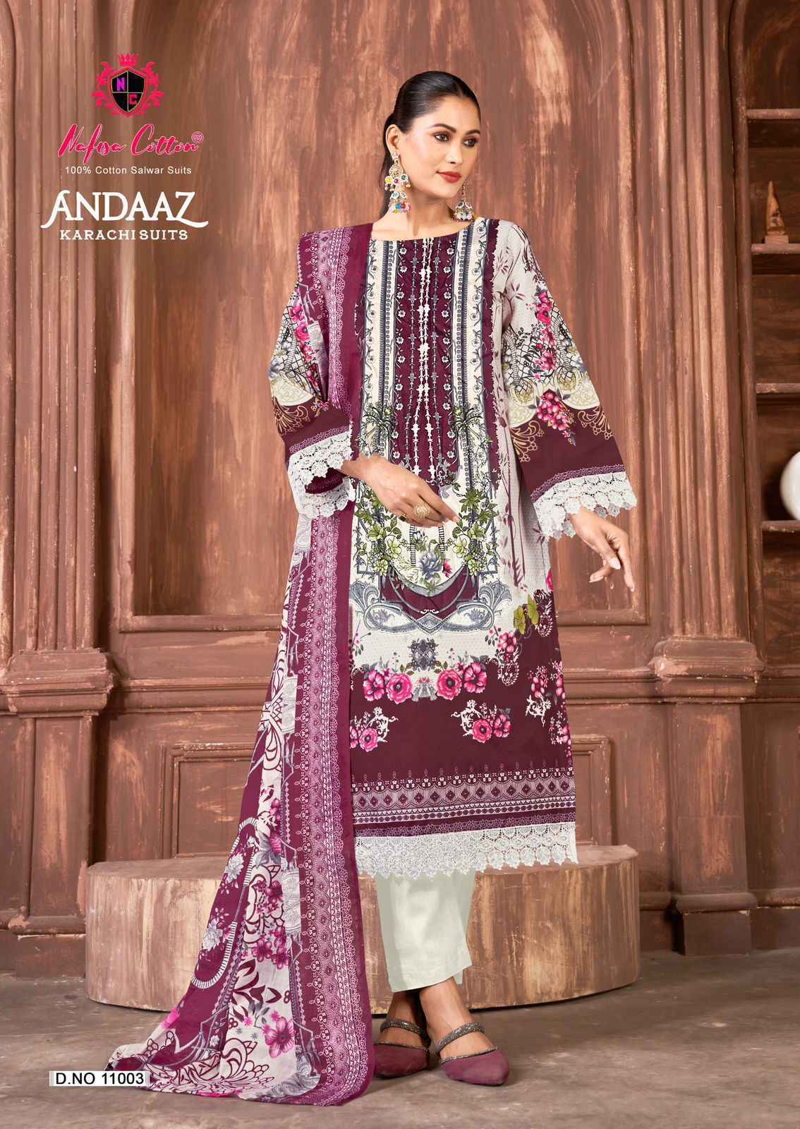 Nafisa Cotton Andaaz Karachi Suits Vol 11 Cotton Dress Material Wholesale Price ( 6 pcs Catalogue )