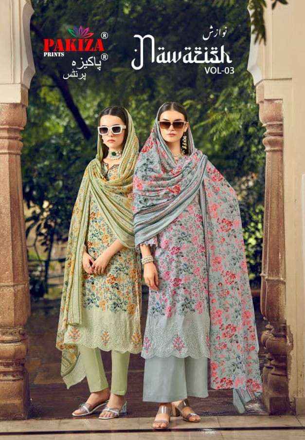 Pakiza Prints Nawazish Vol 3 Fancy Lawn Cotton Salwar Suit Wholesale Rate ( 4 Pcs Catalog )