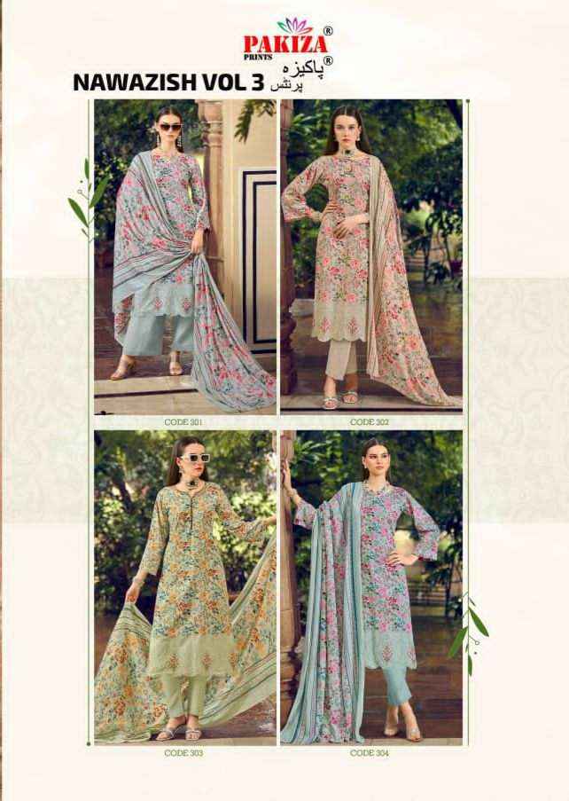 Pakiza Prints Nawazish Vol 3 Fancy Lawn Cotton Salwar Suit Wholesale Rate ( 4 Pcs Catalog )