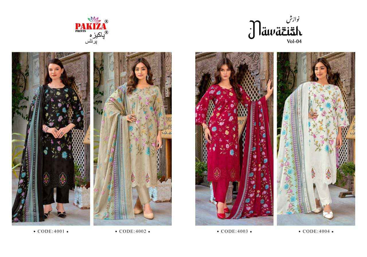 Pakiza Prints Nawazish Vol 4 Designer Cotton Salwar Kameez Wholesale Rate ( 4 Pcs Catalog )