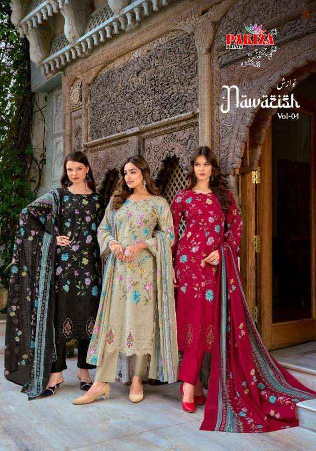 Pakiza Prints Nawazish Vol 4 Designer Cotton Salwar Kameez Wholesale Rate ( 4 Pcs Catalog )