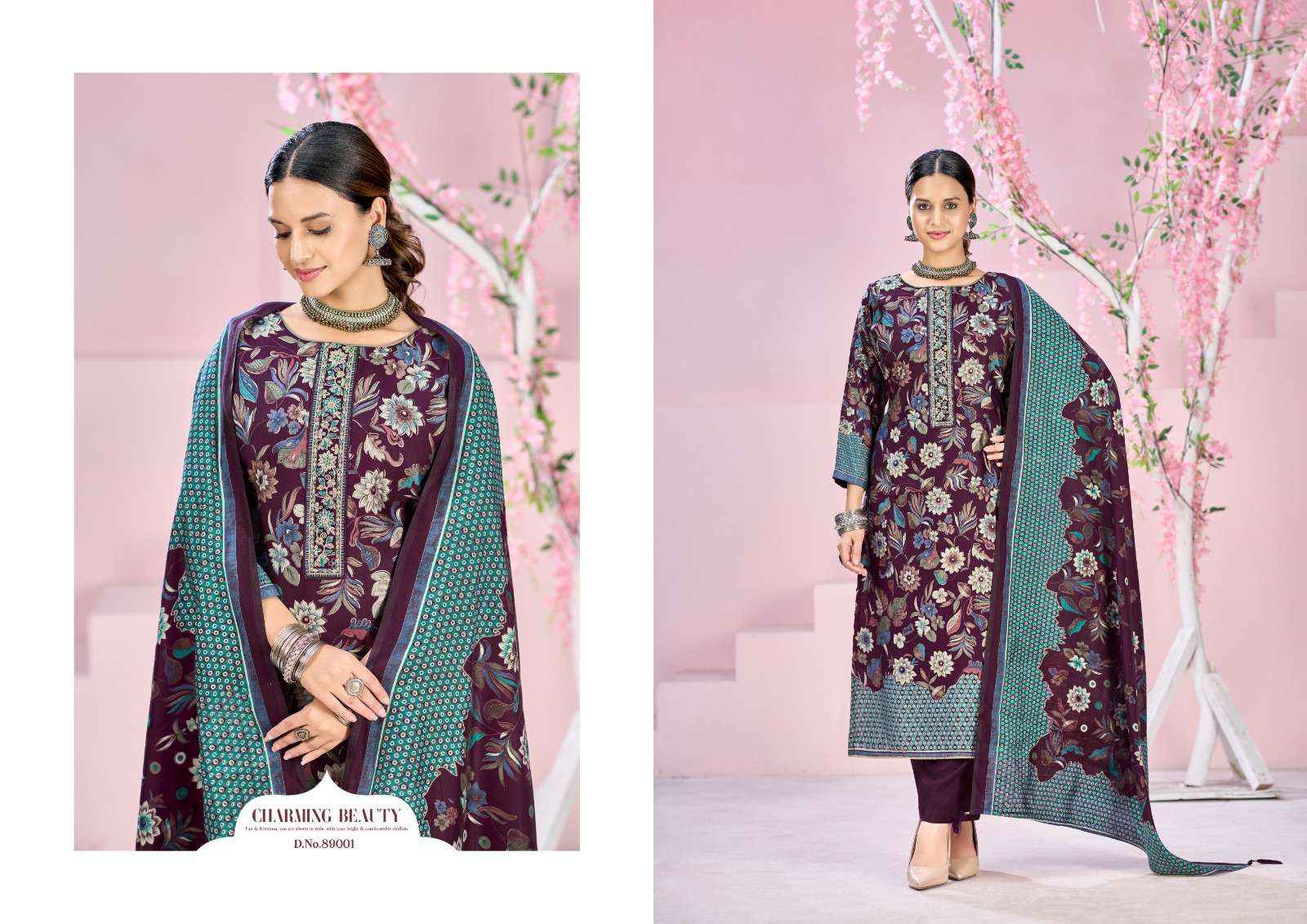 Radhika Azara Beauty Silk Vol 8 Designer Printed Fancy Muslin Salwar Kameez Wholesale Rate ( 4 Pcs Catalog )