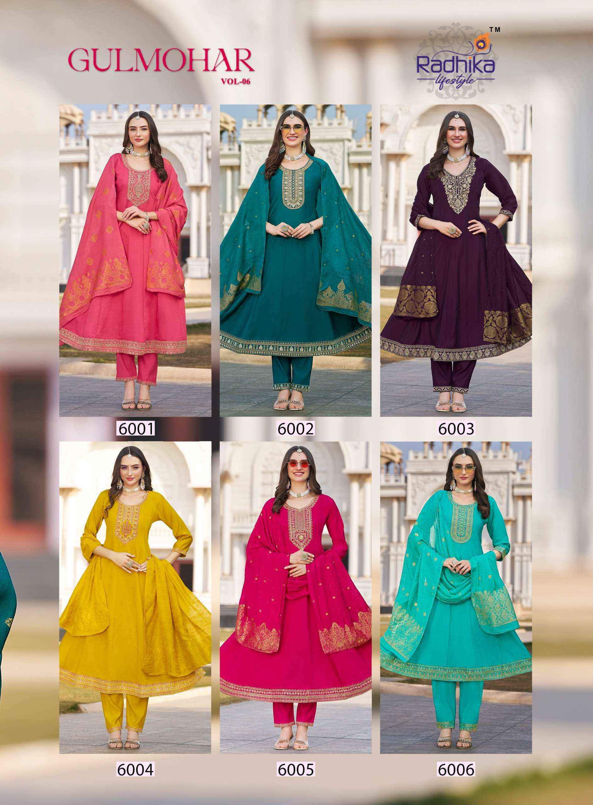 Radhika Lifestyle Gulmohar Vol 6 Roman Silk Kurti Combo Set Wholesale Rate ( 6 Pcs Catalog )