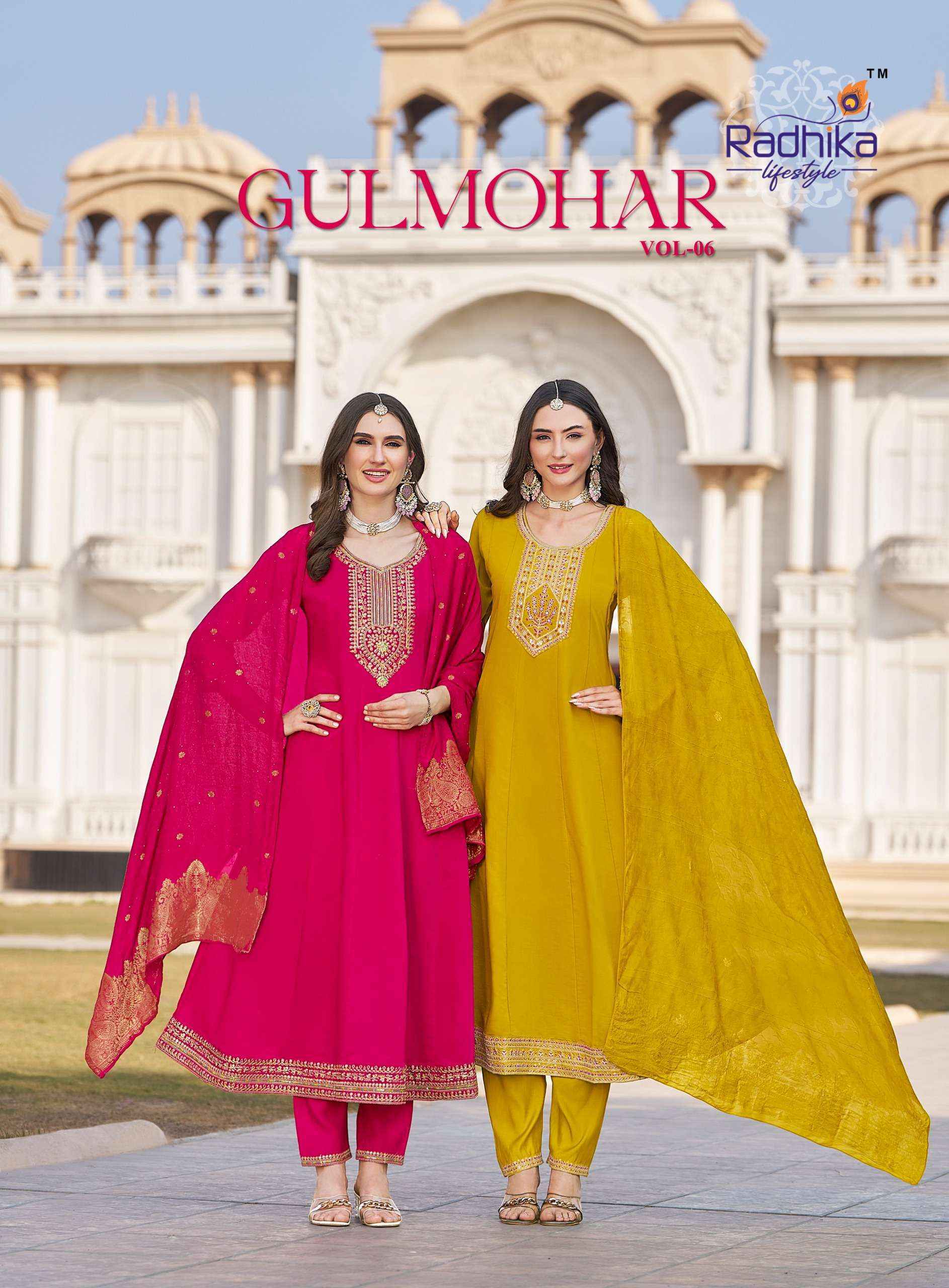 Radhika Lifestyle Gulmohar Vol 6 Roman Silk Kurti Combo Set Wholesale Rate ( 6 Pcs Catalog )
