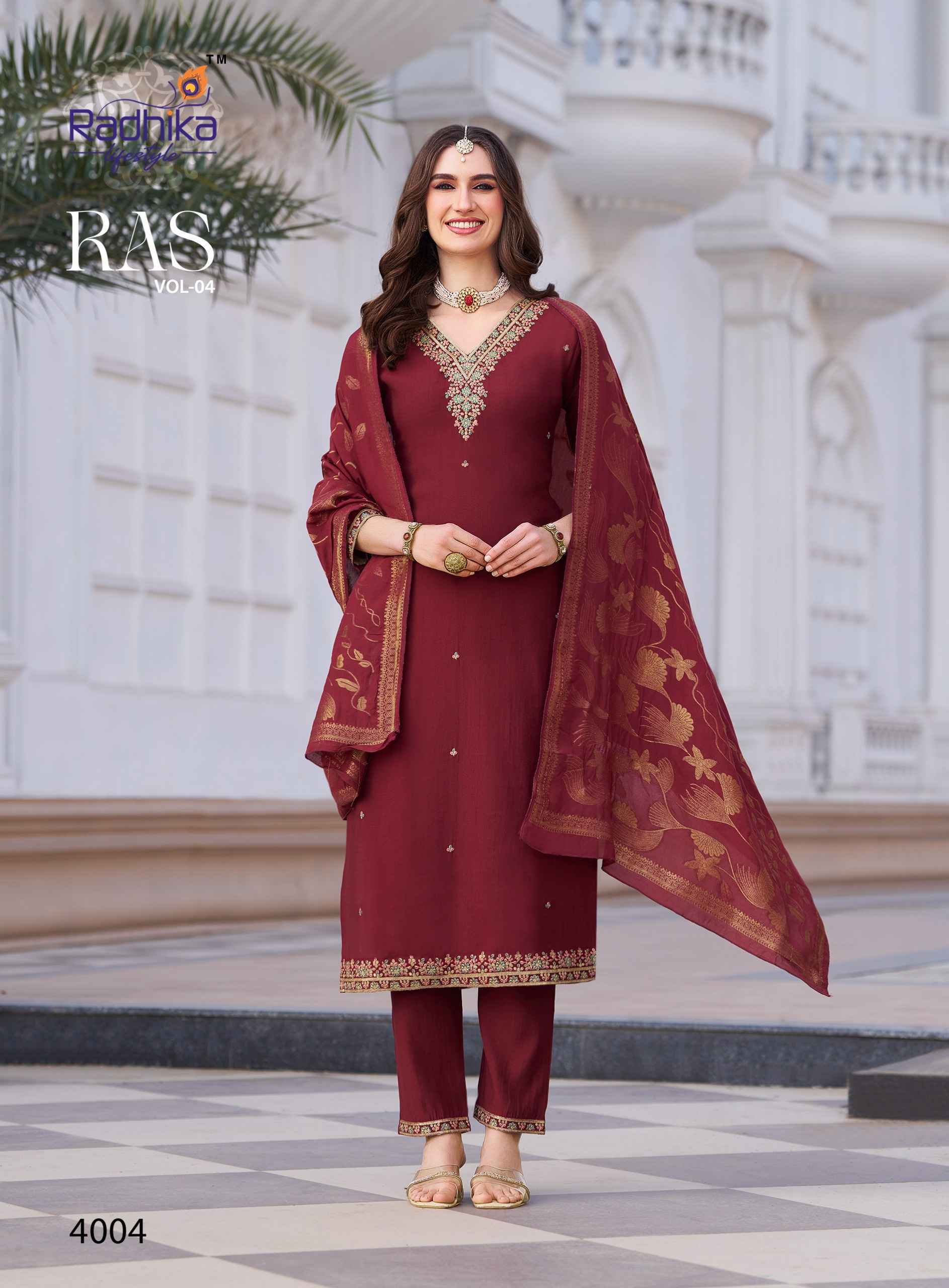 Radhika Lifestyle RAS Vol 4 Vertican Silk Kurti Combo Set Wholesale Rate ( 6 Pcs Catalog )