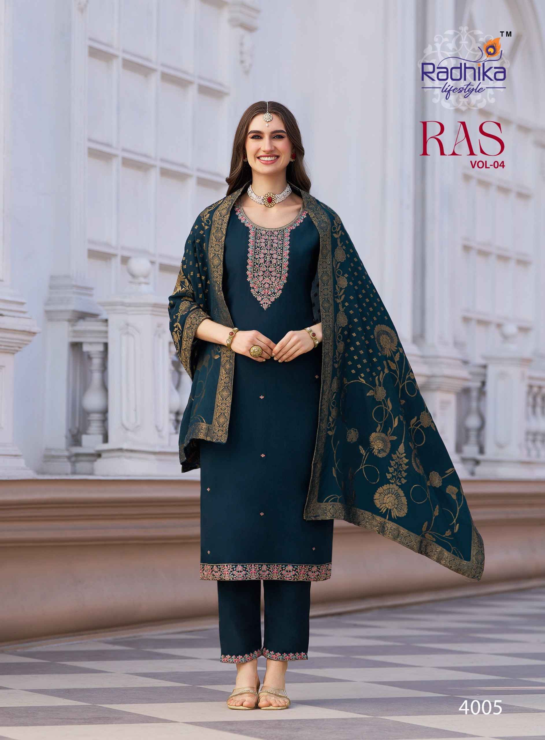 Radhika Lifestyle RAS Vol 4 Vertican Silk Kurti Combo Set Wholesale Rate ( 6 Pcs Catalog )