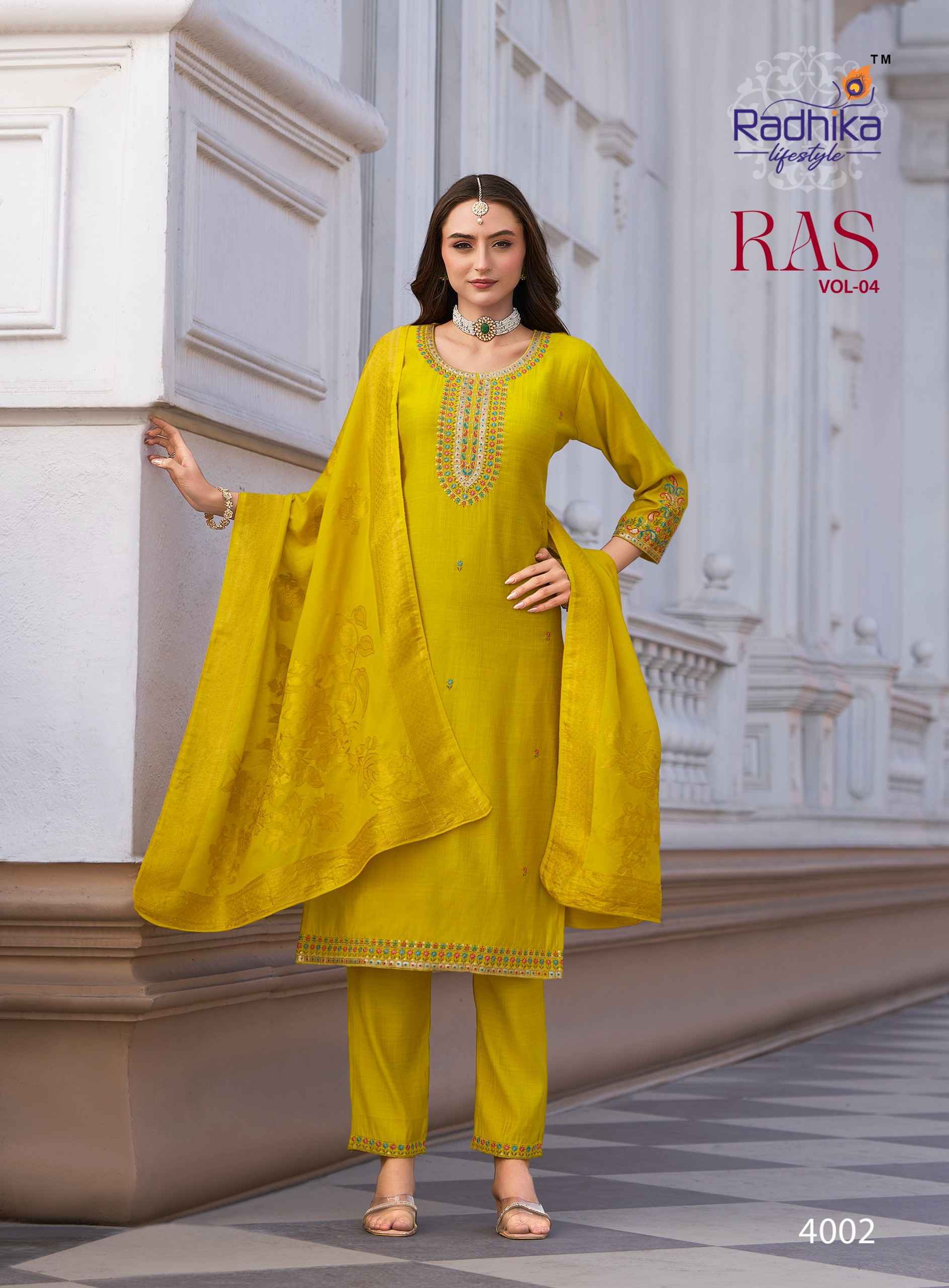 Radhika Lifestyle RAS Vol 4 Vertican Silk Kurti Combo Set Wholesale Rate ( 6 Pcs Catalog )