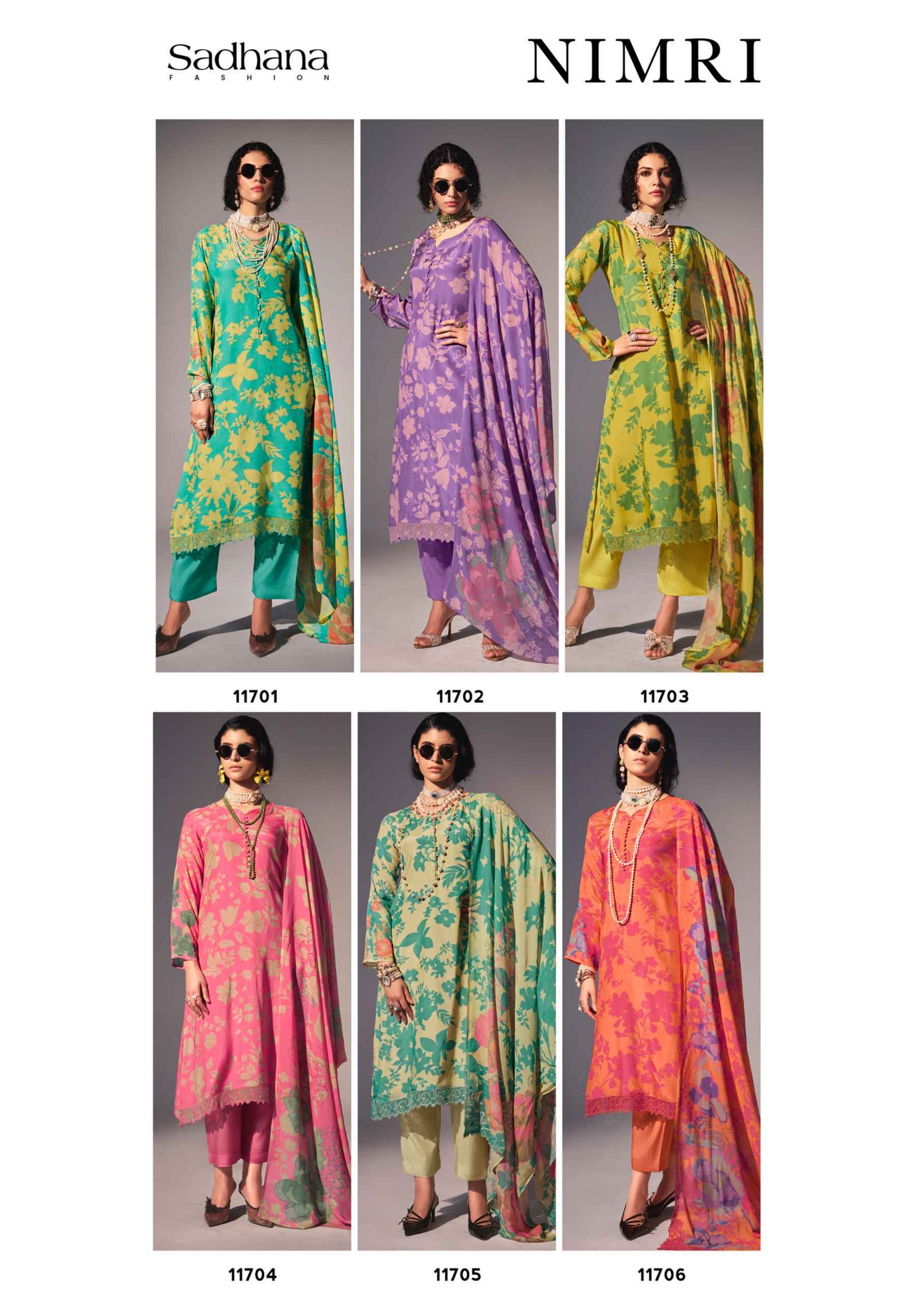 Sadhana Fashion Nimri Bemberg Musline Silk Dress Material Wholesale ( 6 pcs Catalogue )