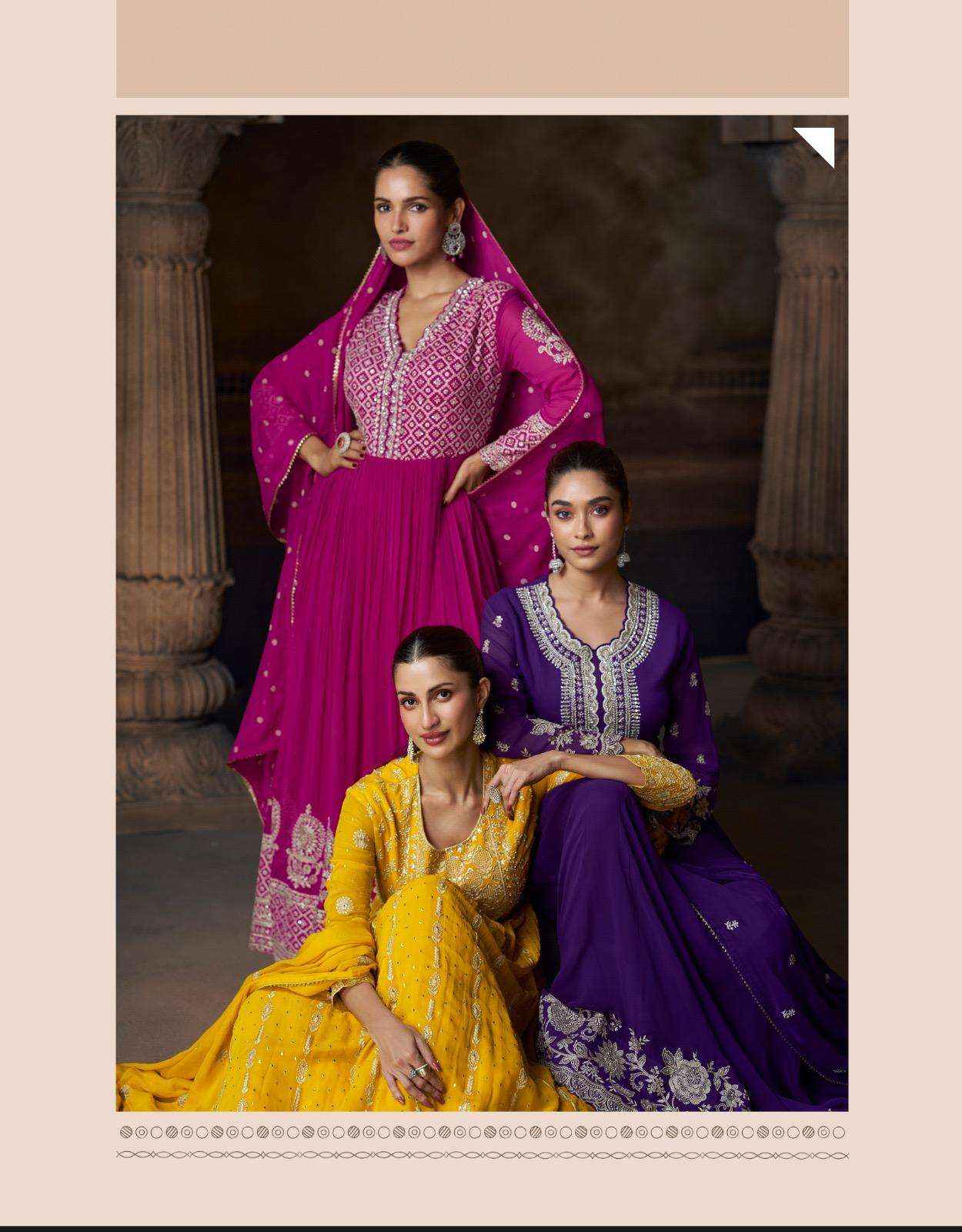 Sayuri Saadgi 5774 To 5776 Partywear Designer Gown Dupatta Set Suppliers