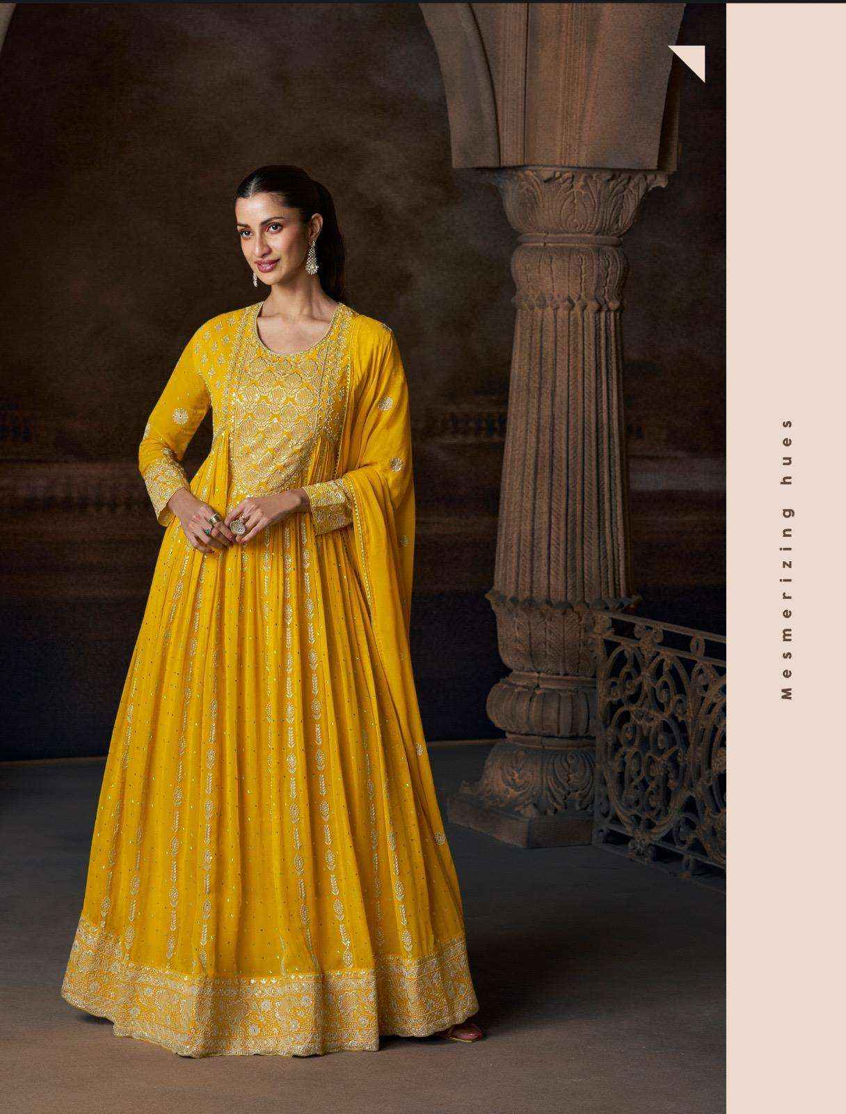 Sayuri Saadgi 5774 To 5776 Partywear Designer Gown Dupatta Set Suppliers