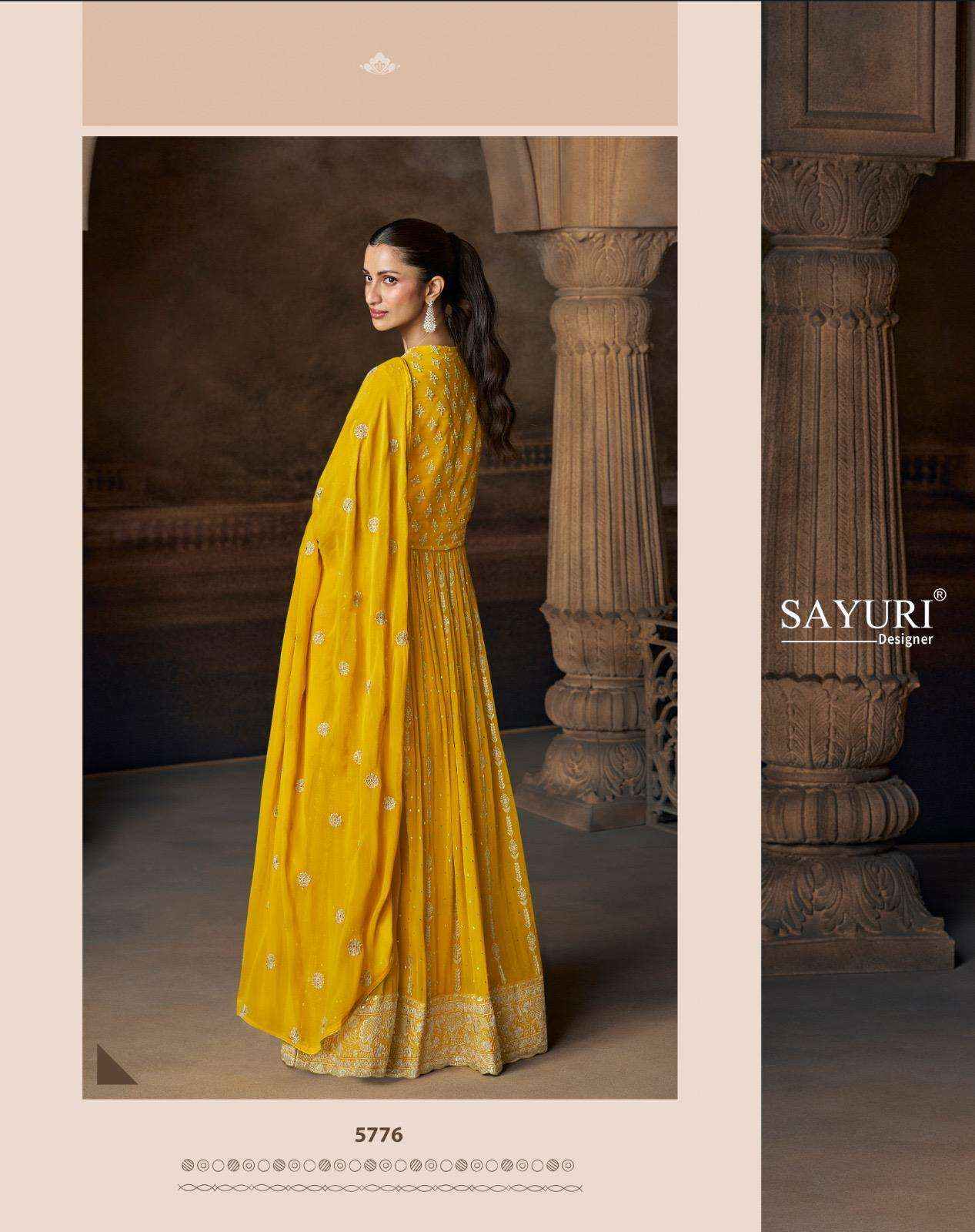 Sayuri Saadgi 5774 To 5776 Partywear Designer Gown Dupatta Set Suppliers