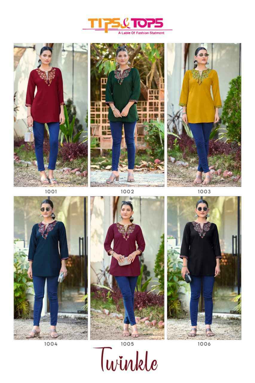Tips & Tops Twinkle Rayon Top Set Wholesale Rate ( 6 Pcs Catalog )
