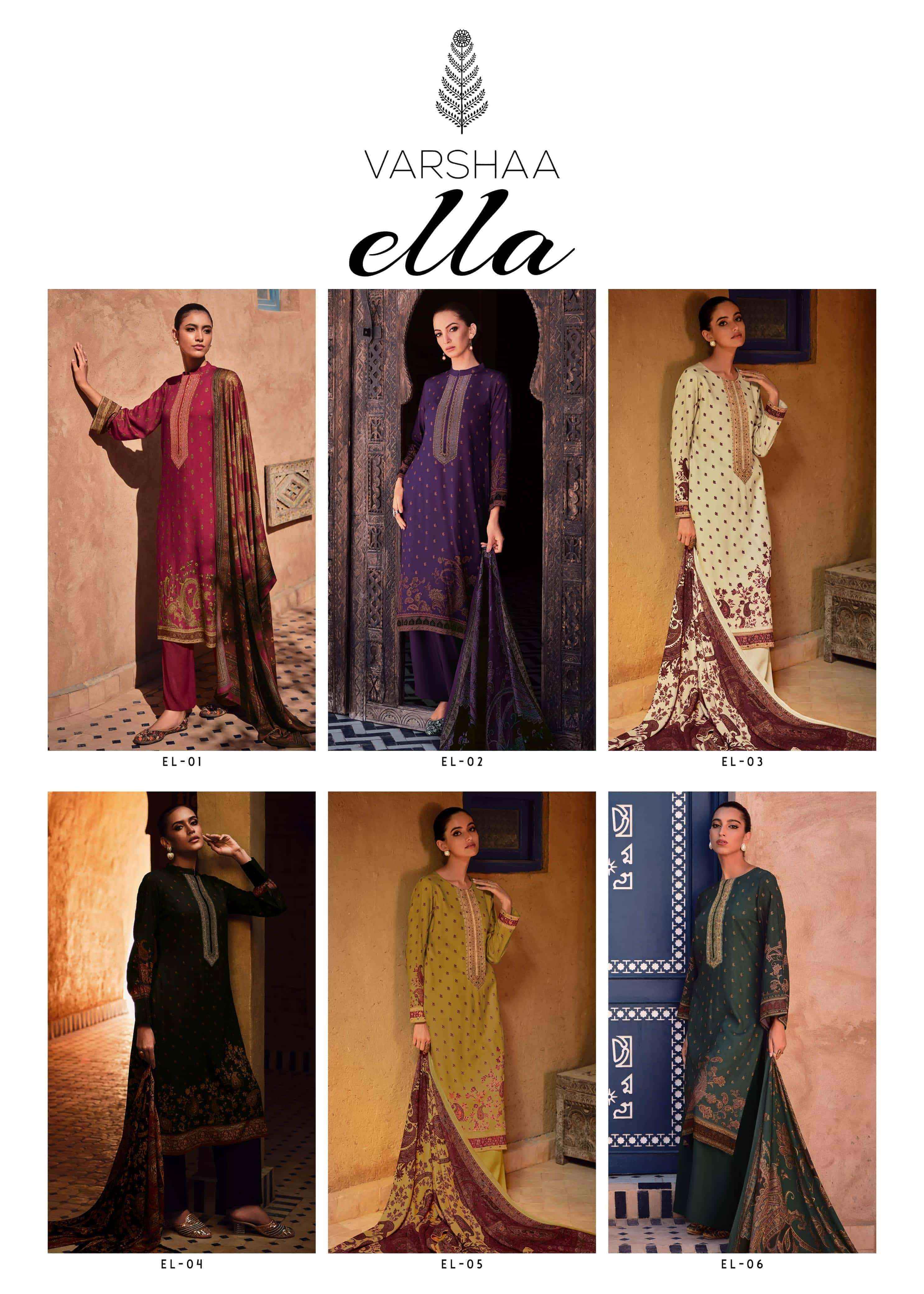 Varsha Ella Fancy Digital Printed Muslin Salwar Kameez Wholesale Rate ( 6 Pcs Catalog )