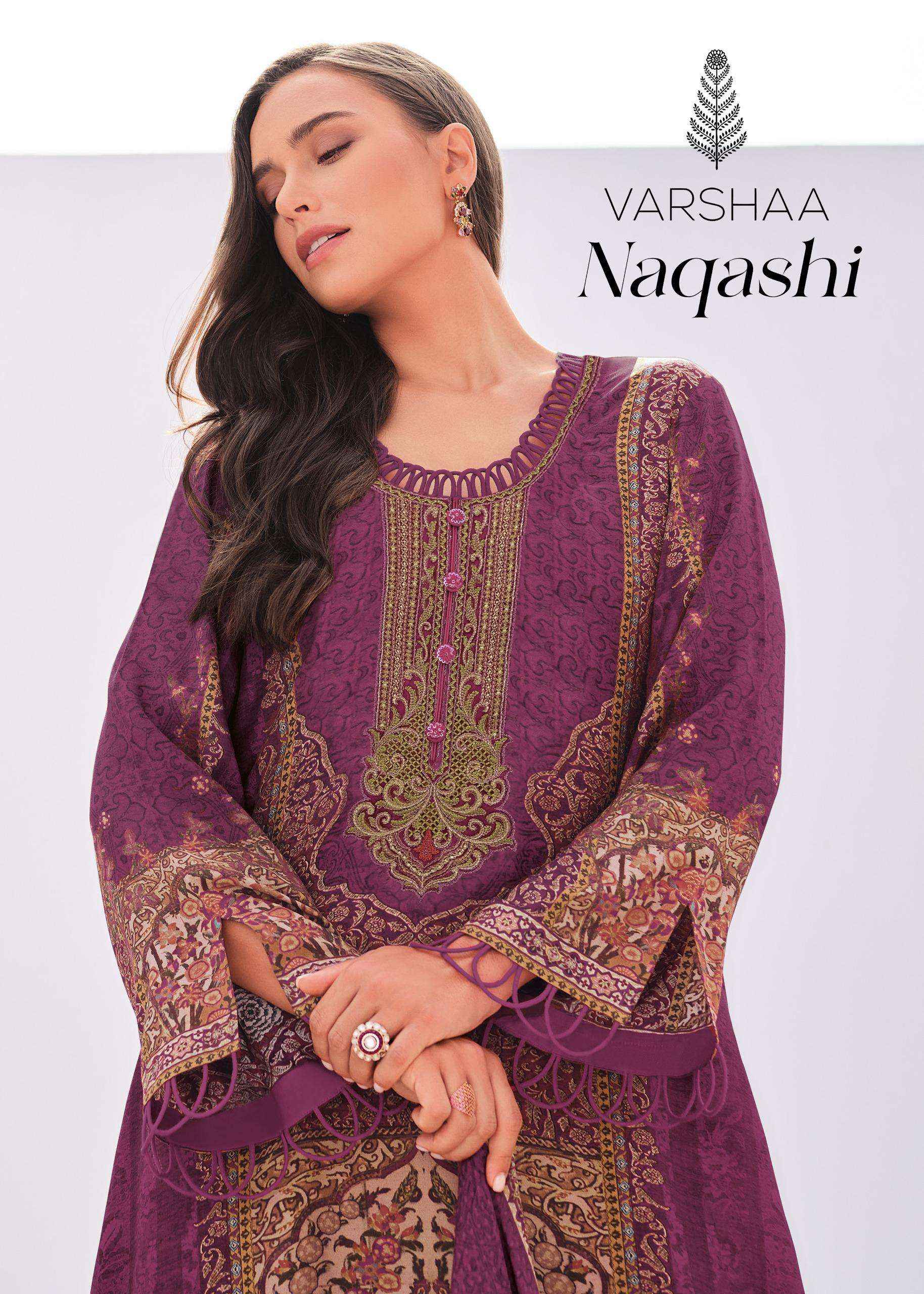 Varsha Naqashi Exclusive Modal Satin Ladies Salwar Kameez Wholesale Rate ( 5 Pcs Catalog )