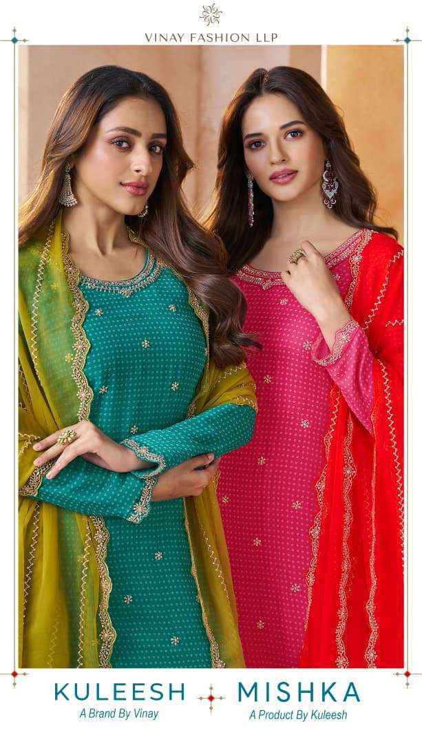 Vinay Fashion Kuleesh Mishka Organza Salwar Kameez Wholesale Rate ( 4 Pcs Catalog )