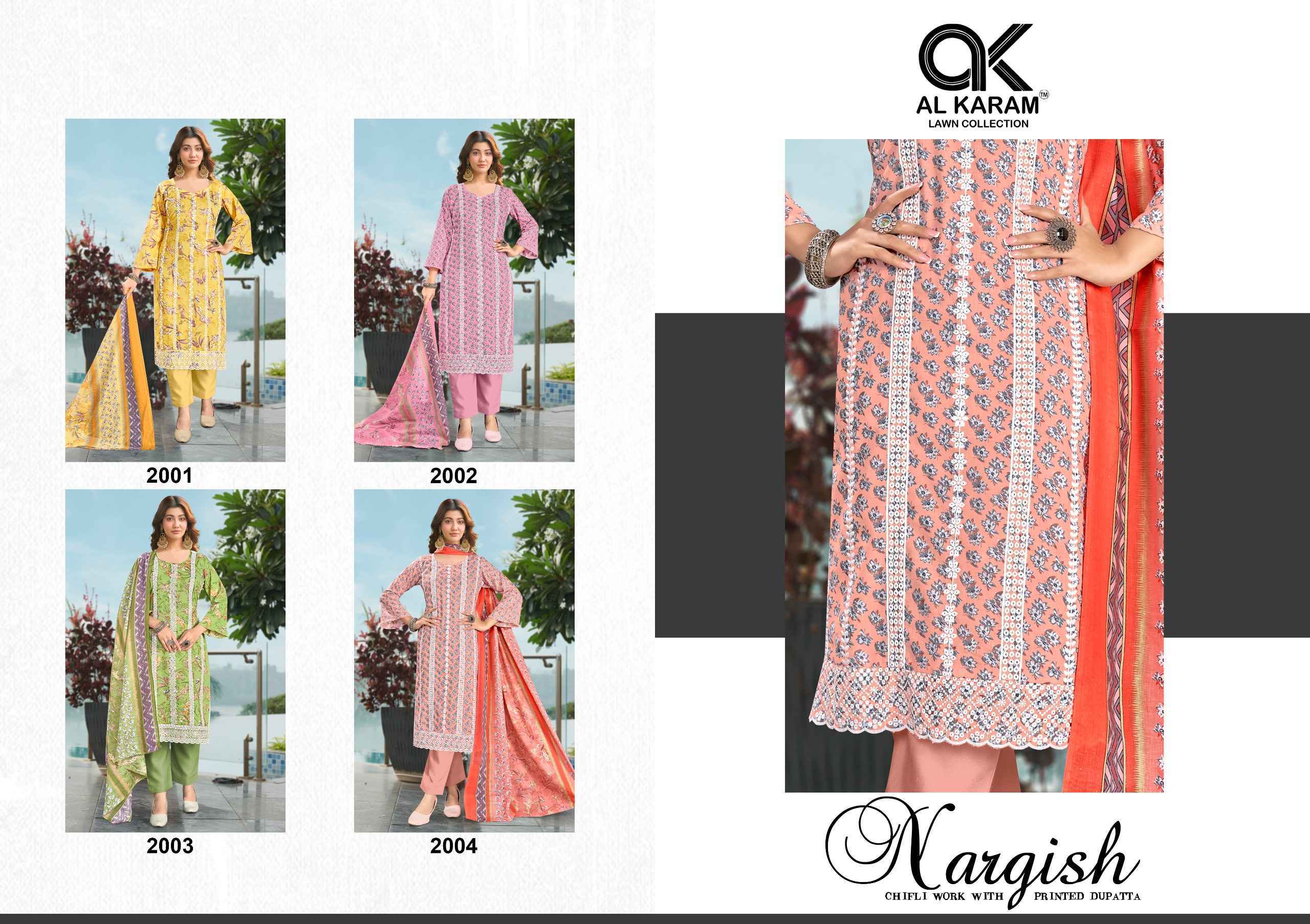 Al Karam Nargis Cotton Salwar Kameez Wholesale Rate ( 4 Pcs Catalog )