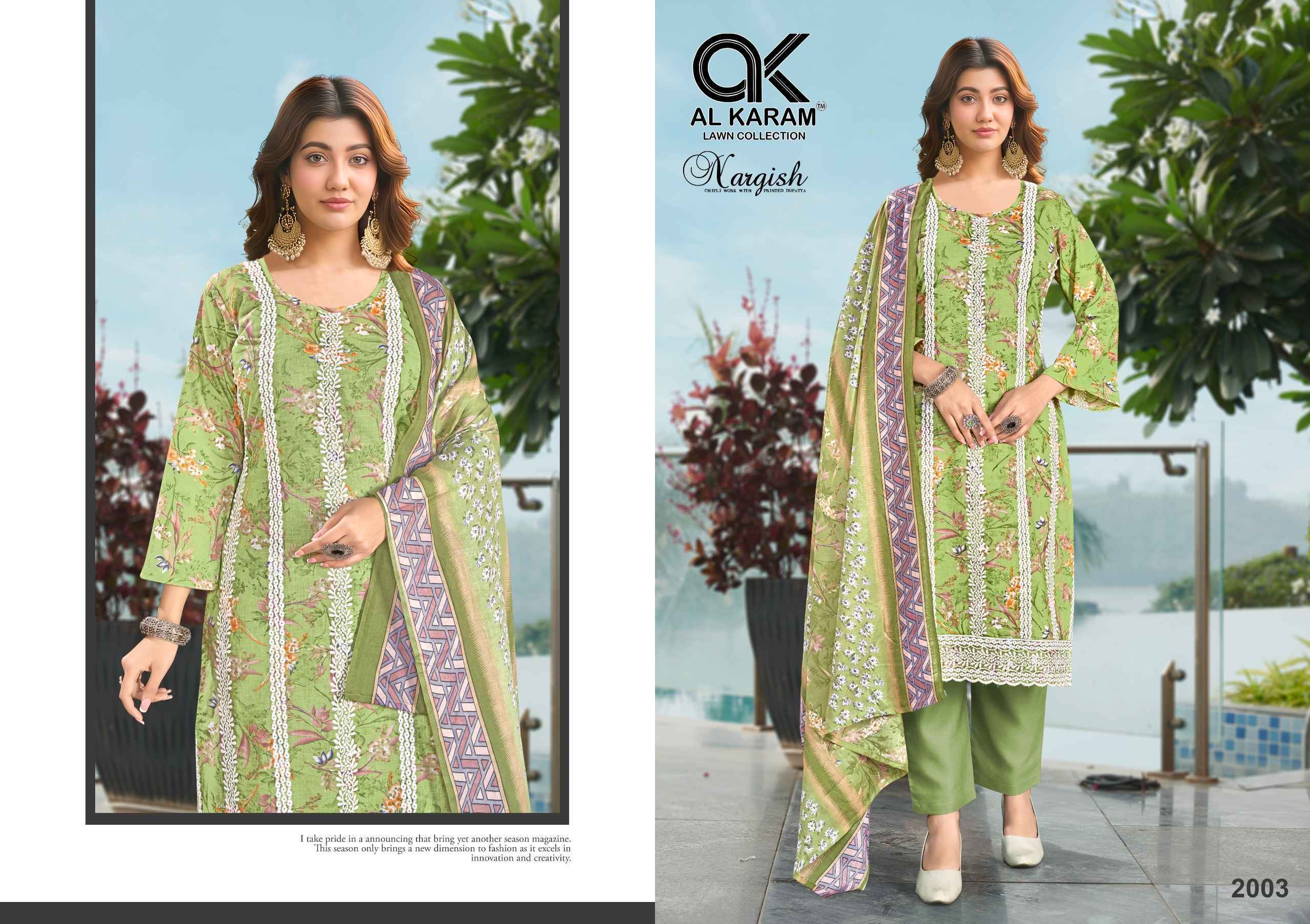 Al Karam Nargis Cotton Salwar Kameez Wholesale Rate ( 4 Pcs Catalog )