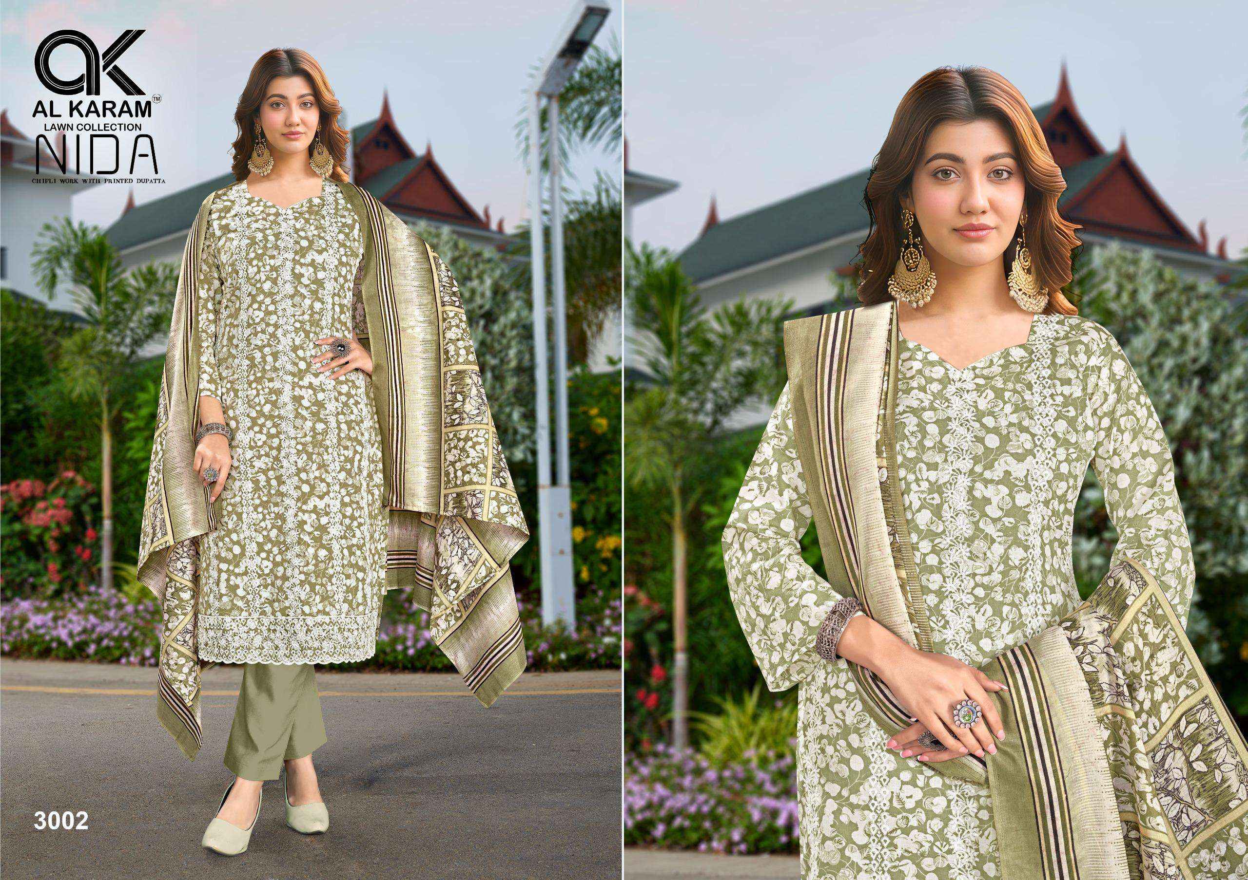 Al Karam Nida Pure Cotton Fancy Ladies Suit Salwar Kameez Wholesale Rate ( 4 Pcs Catalog )